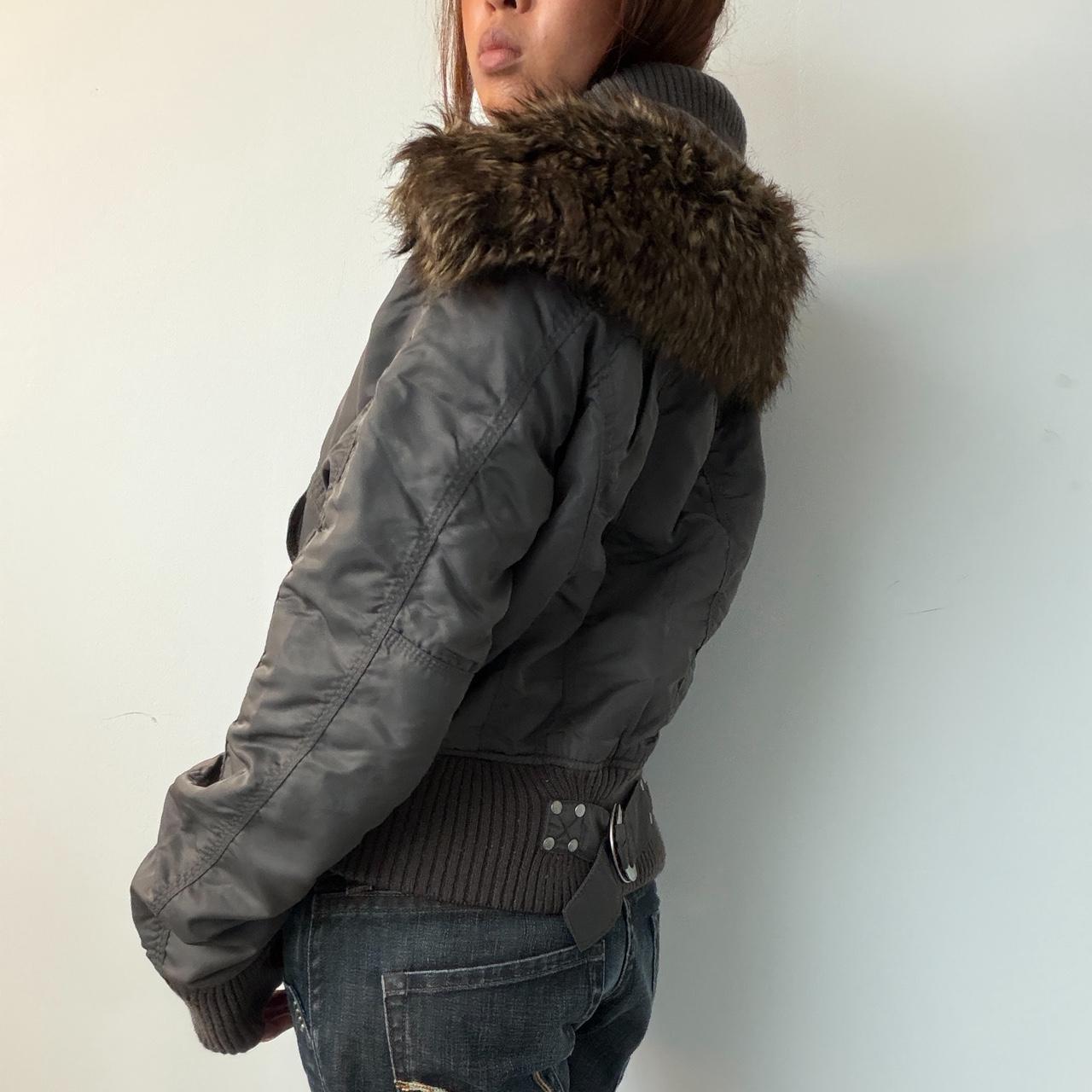 Vintage Grey Fur Trim Jacket