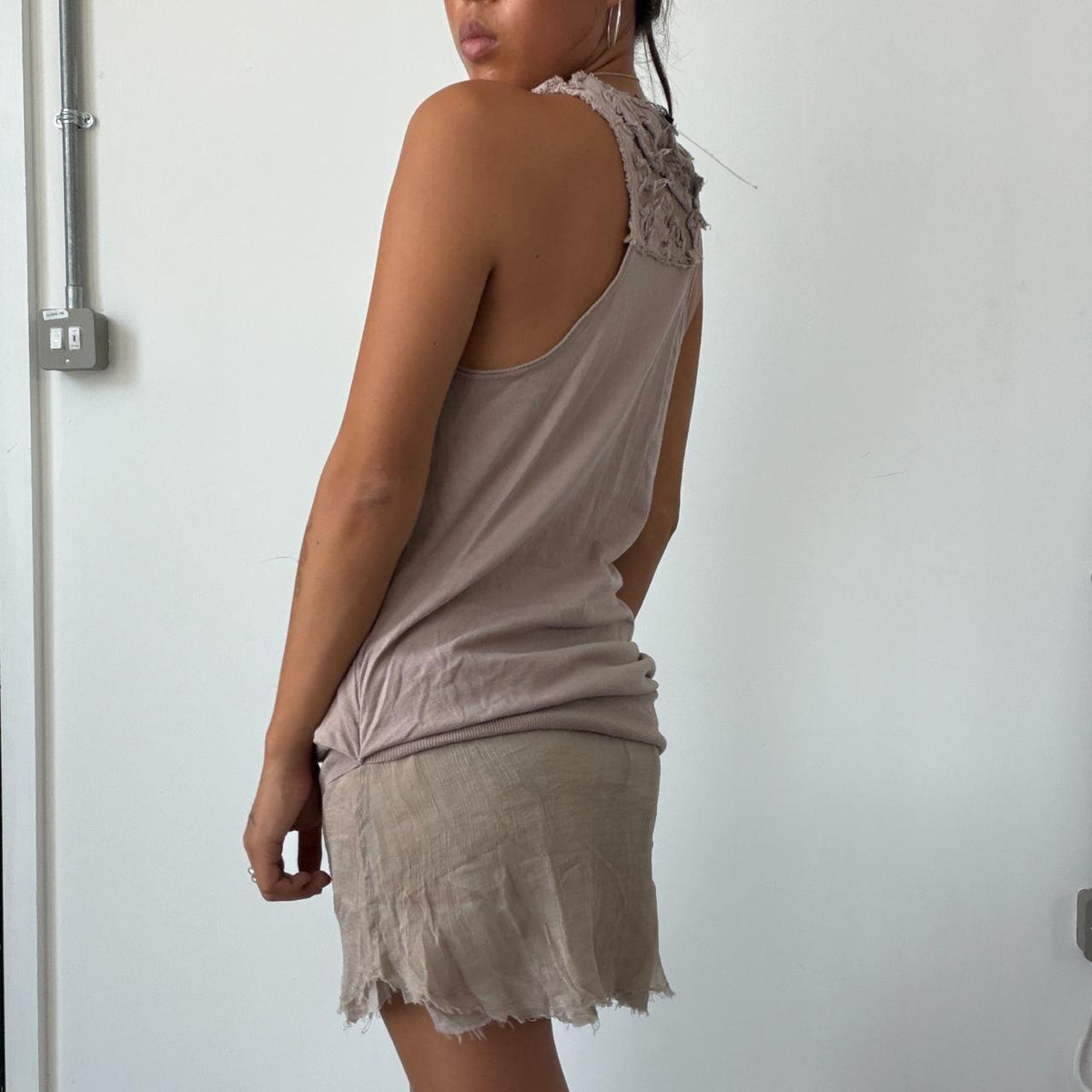 Vintage Beige Sheer Dress