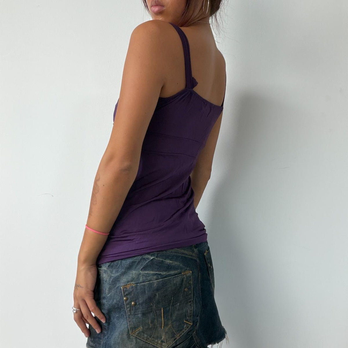Vintage Purple Button Ruched Top