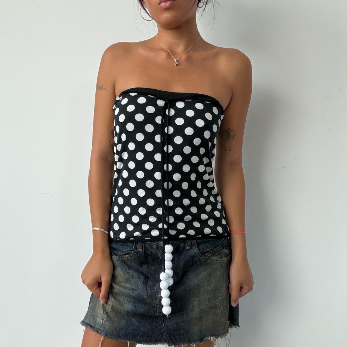 Vintage Polka Dot Beaded Halter Top