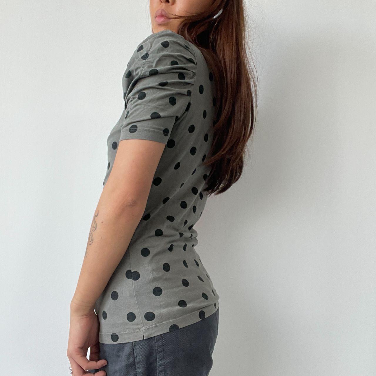 Grey/Khaki Polka Dot Dress Top