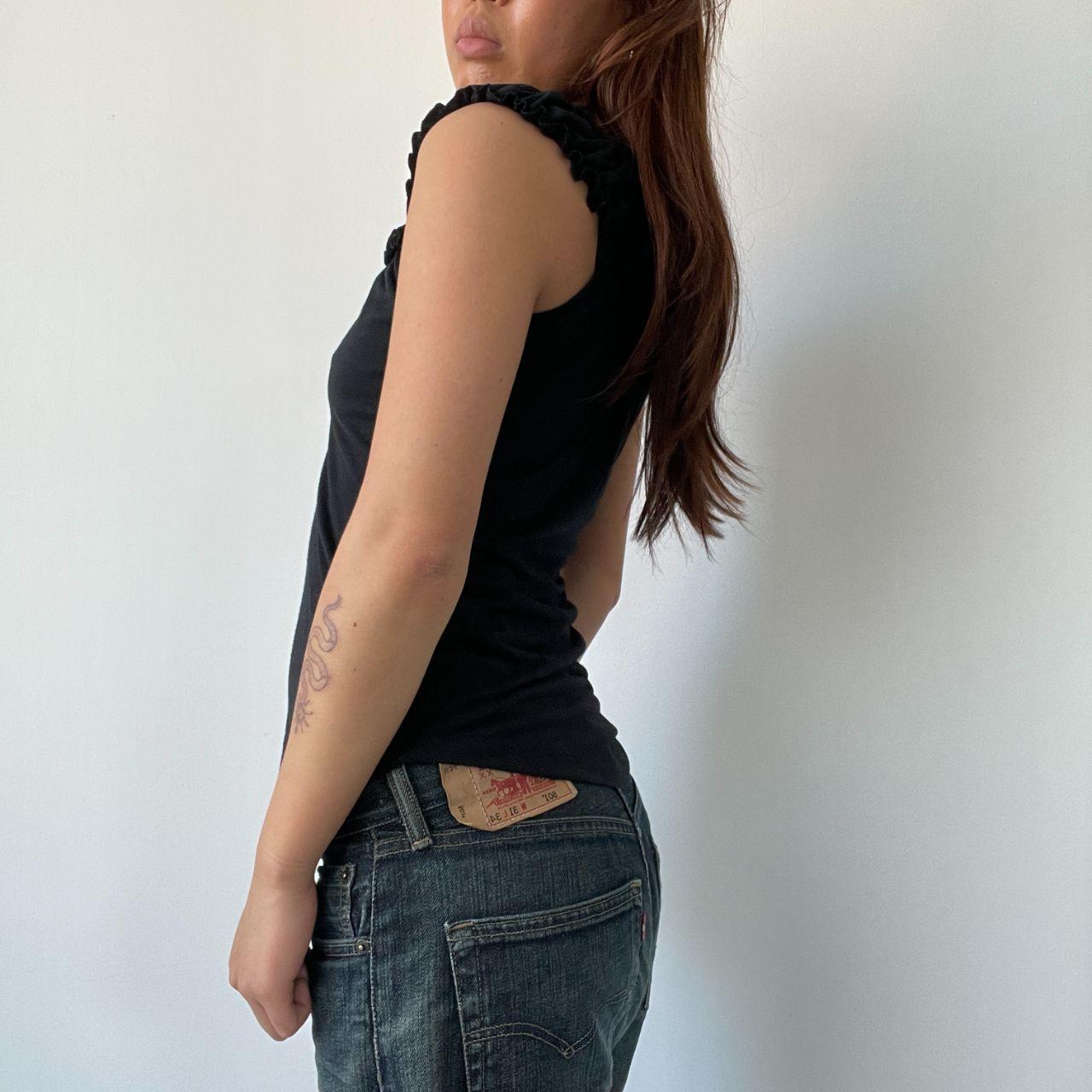 Black Textured Sleeveless Top