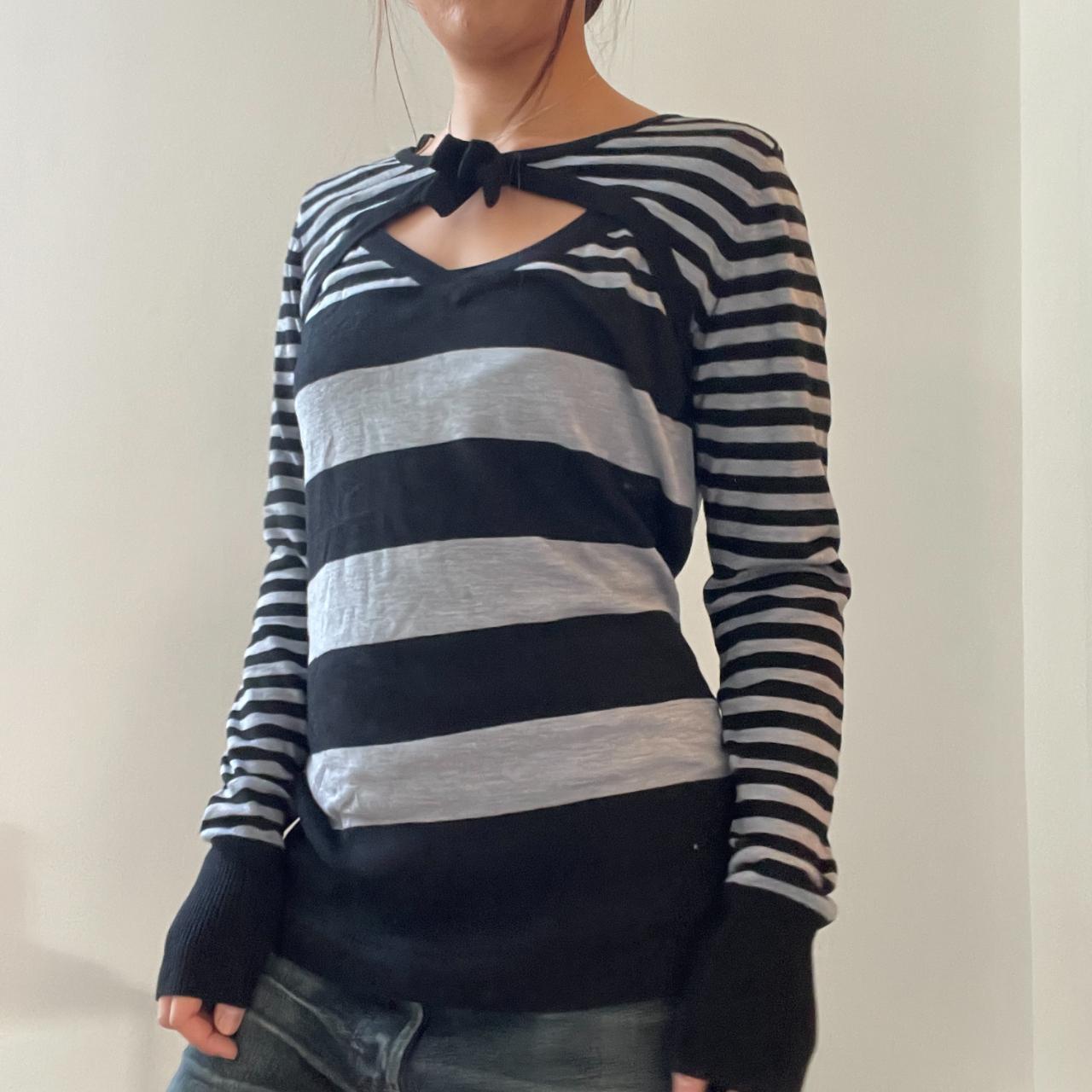 Black/Grey Stripy Cutout Bolero Top