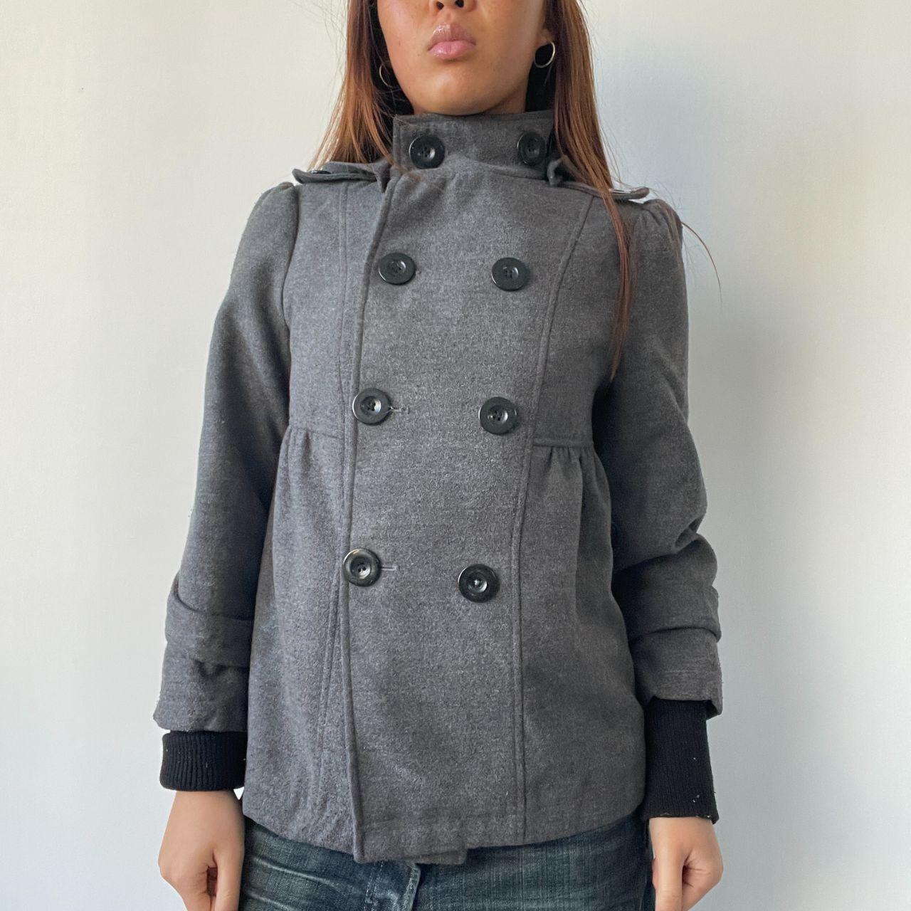 Grey Wool Hooded Peacoat