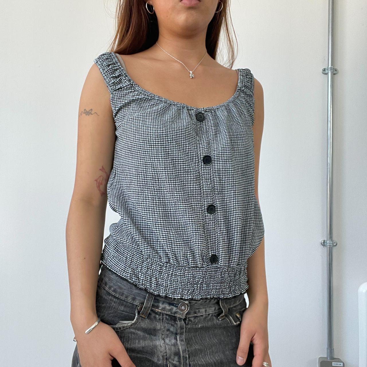 Black/White Gingham Top