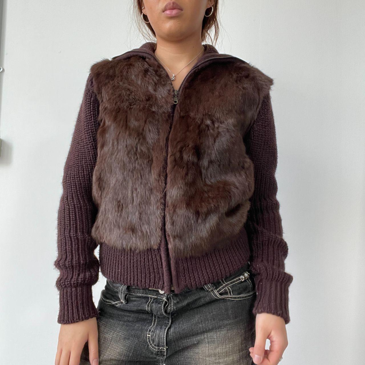 Brown Faux Fur Ribbed Jacket