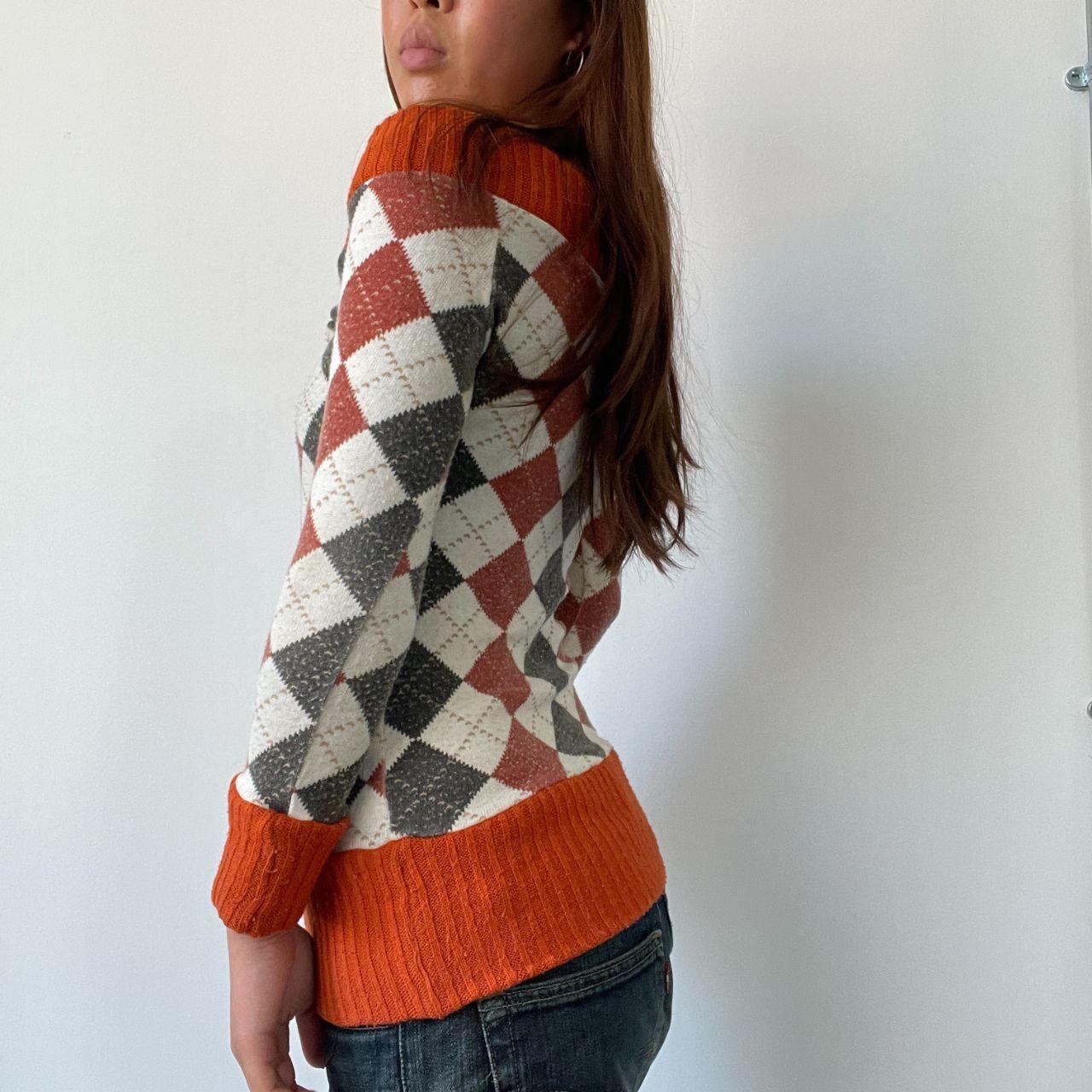 Brown/Orange Argyle Knit Jumper