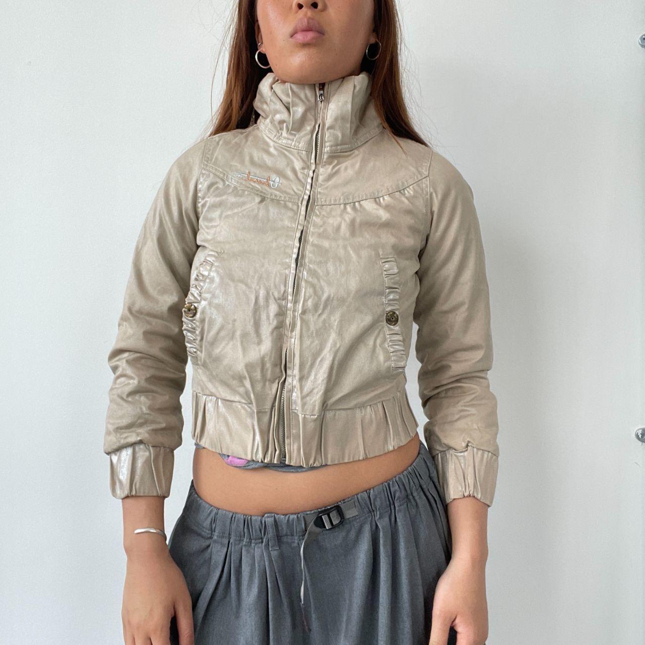 Beige Cropped Cargo Jacket