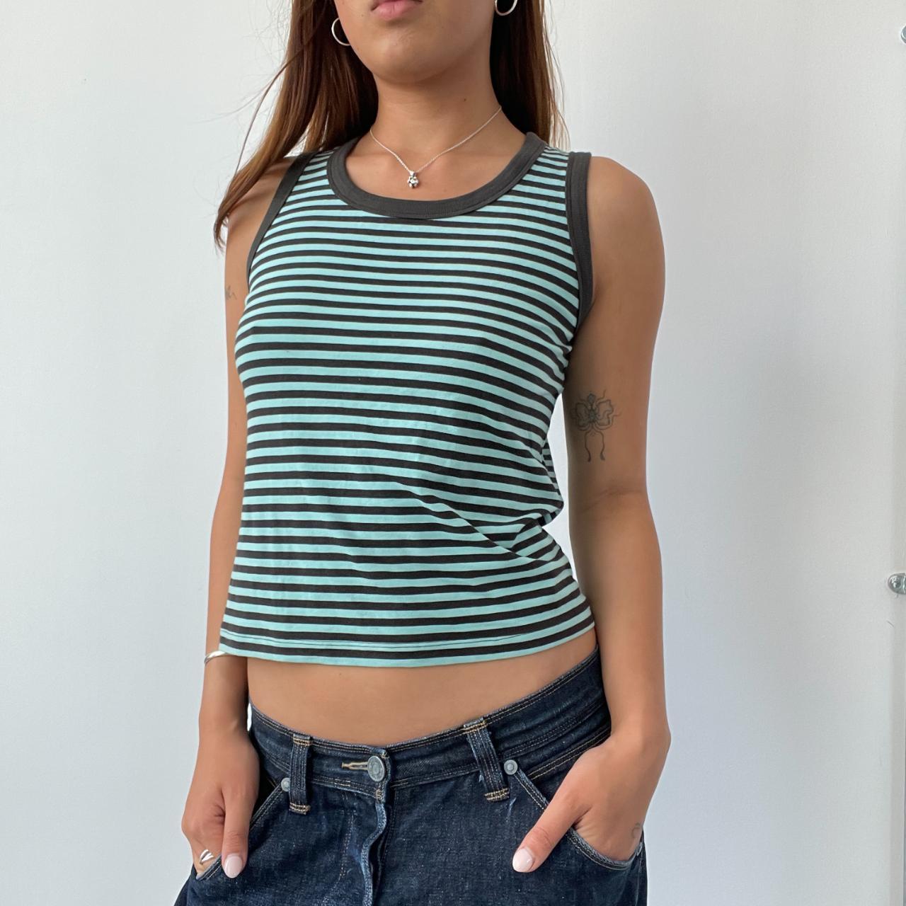 Blue/Brown Cop Copine Stripe Vest Top