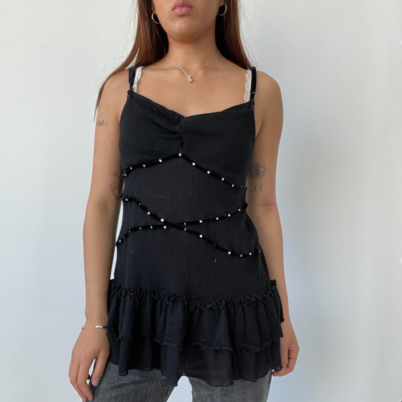 Black Ruffle Tunic Dress Top