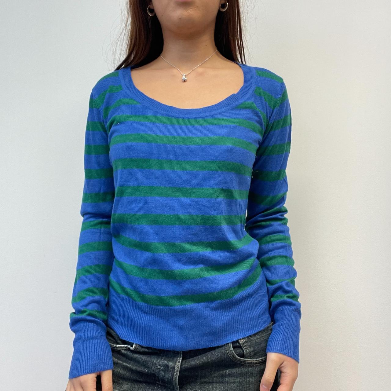 Blue/Green Stripy Knitted Long Sleeve