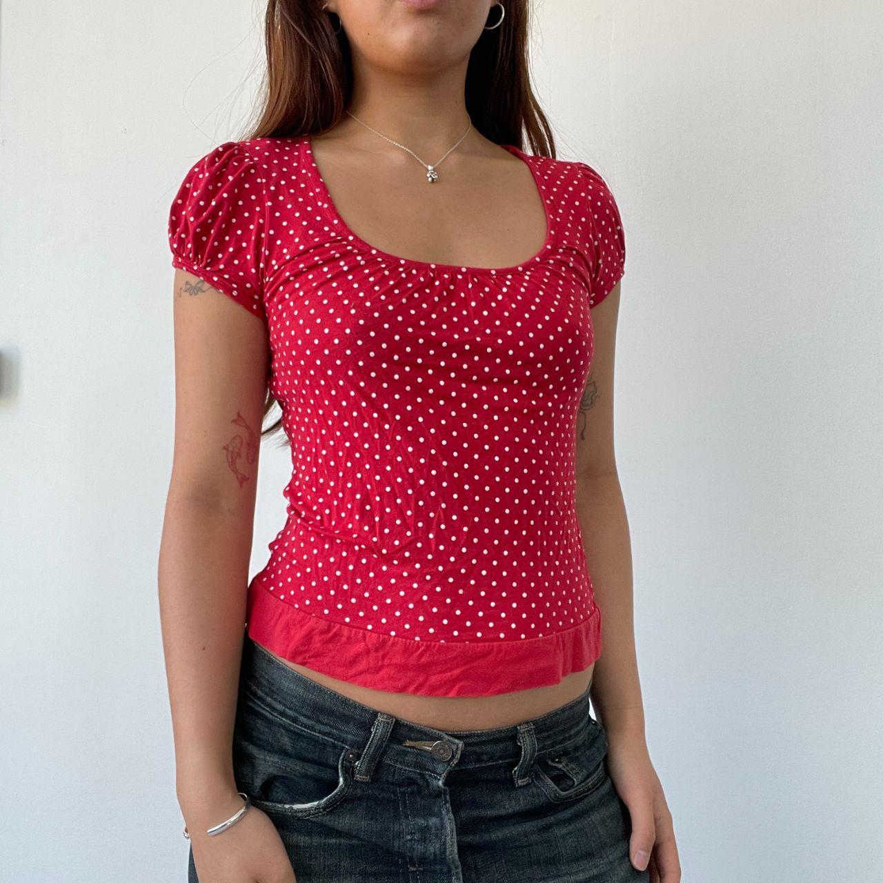 Red Polka Dot Babydoll Top