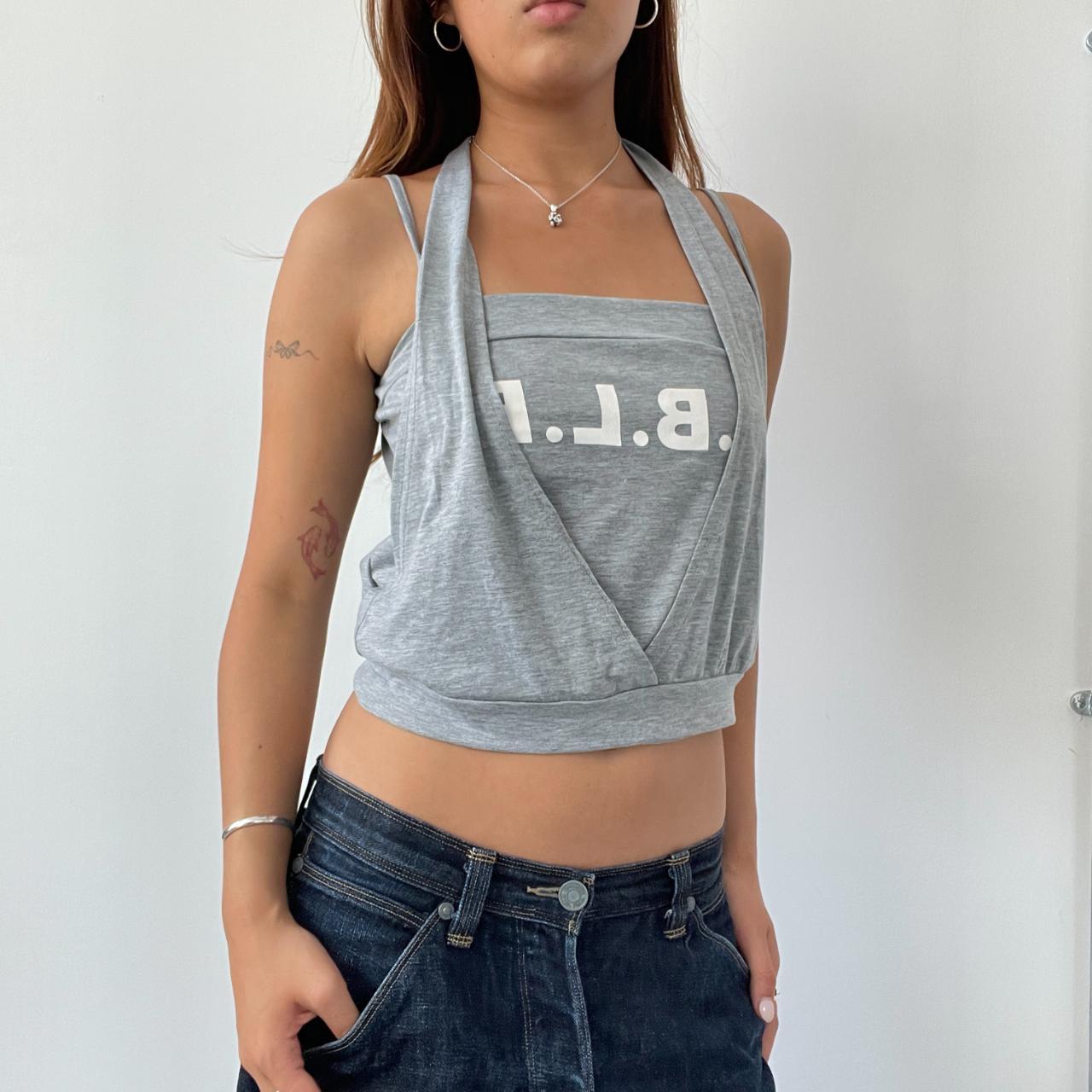 Grey Slogan Halter Top
