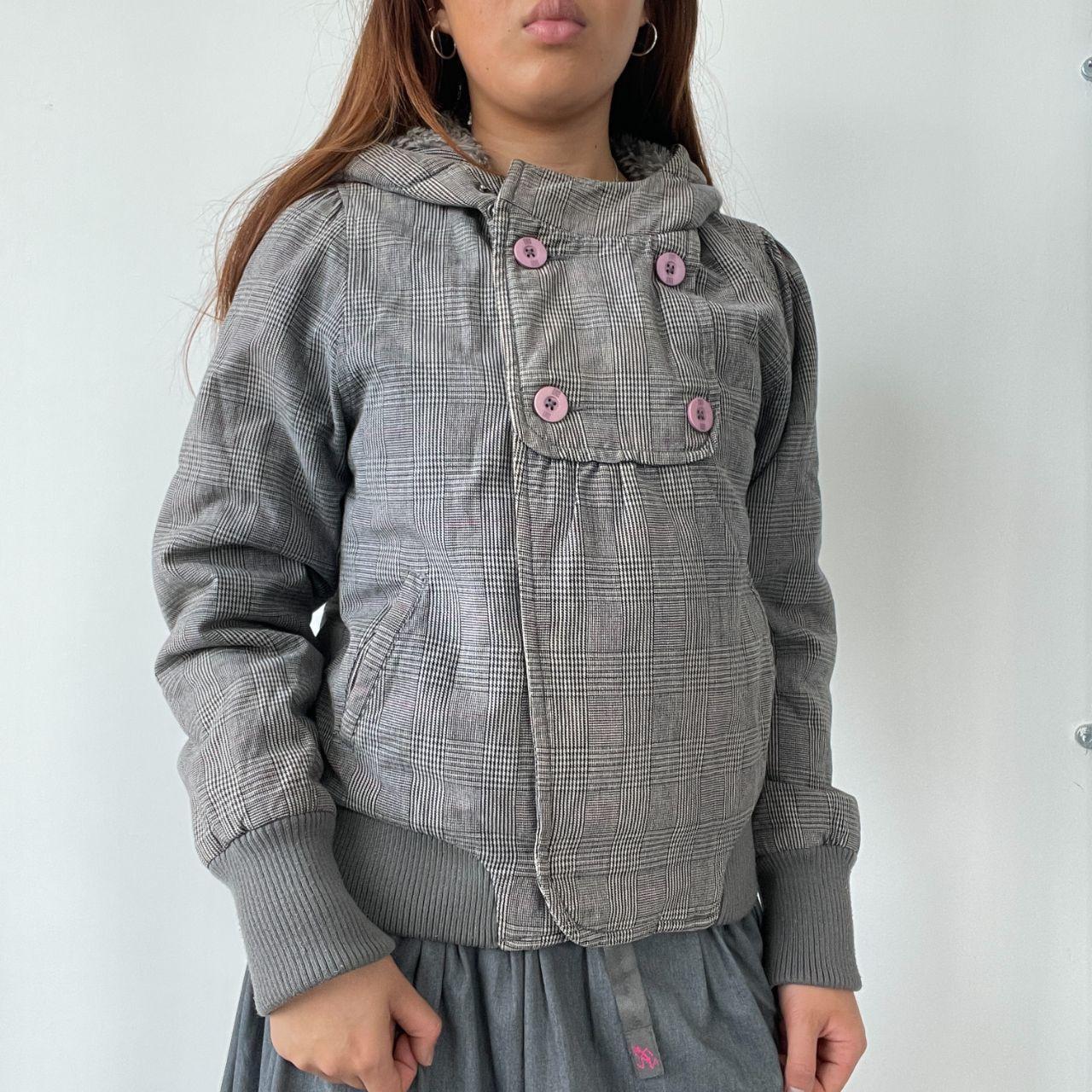 Grey Checkered Cargo Jacket