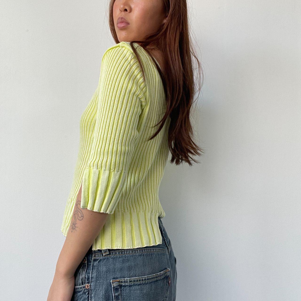 Yellow Ribbed Knitted Top