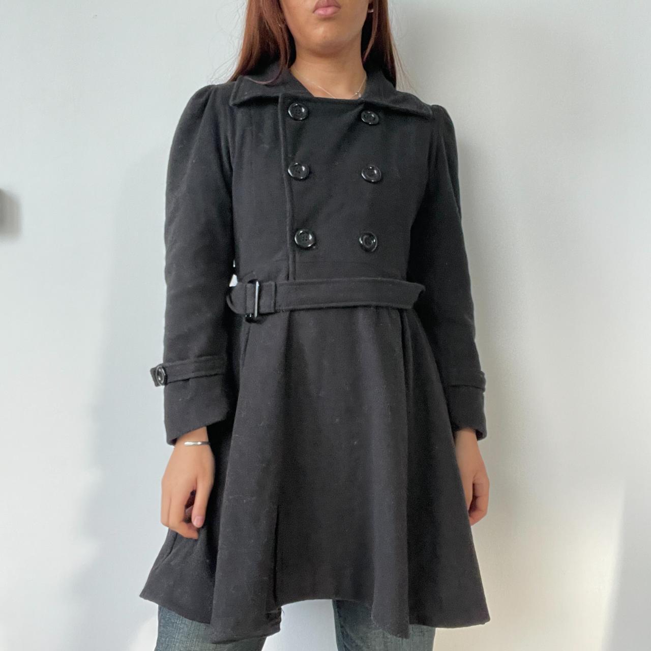 Black Pleated Peacoat Trench
