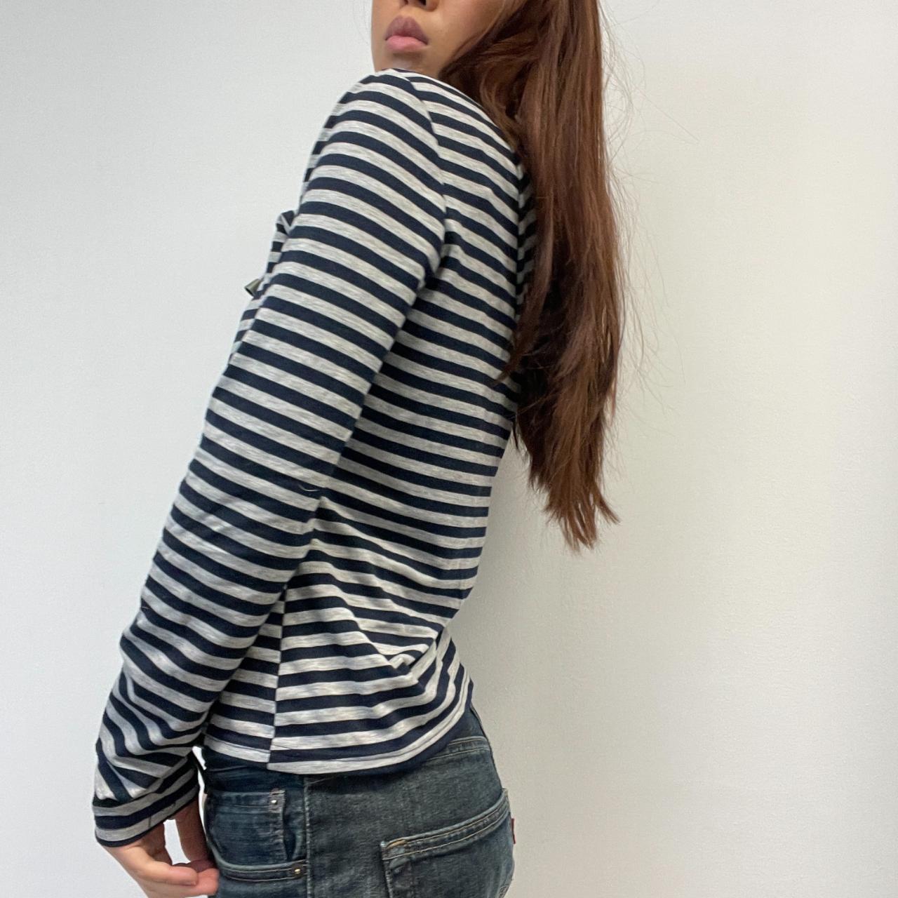 Navy/Grey Stripy Zip Up Hoodie