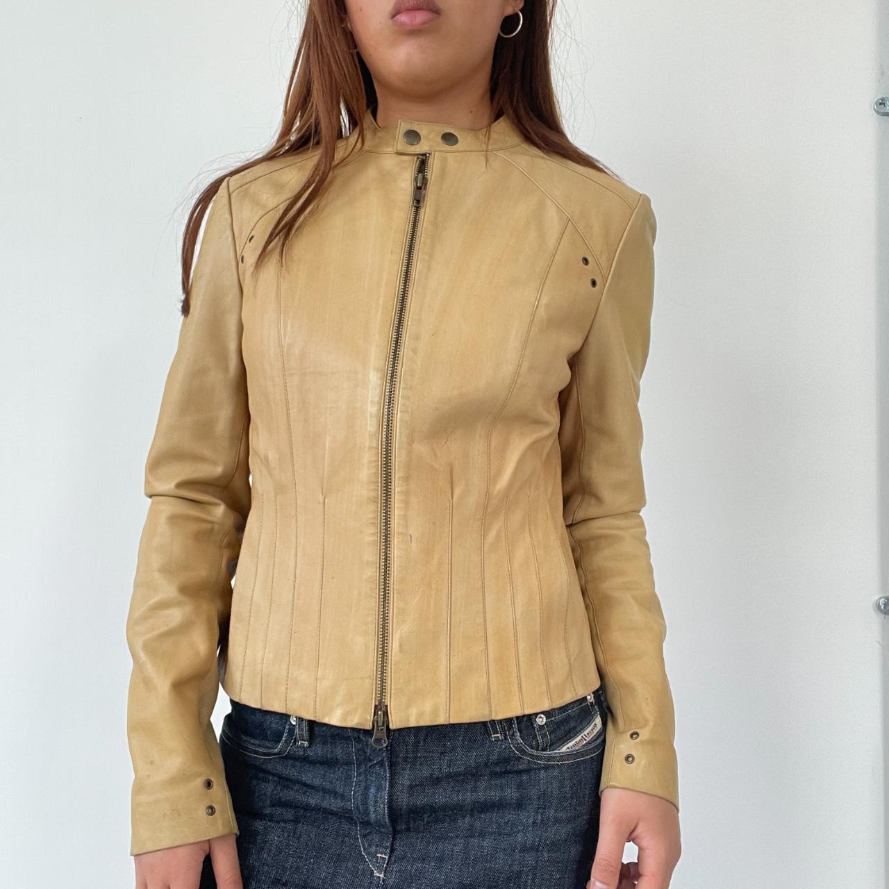 Tan Leather Biker Jacket