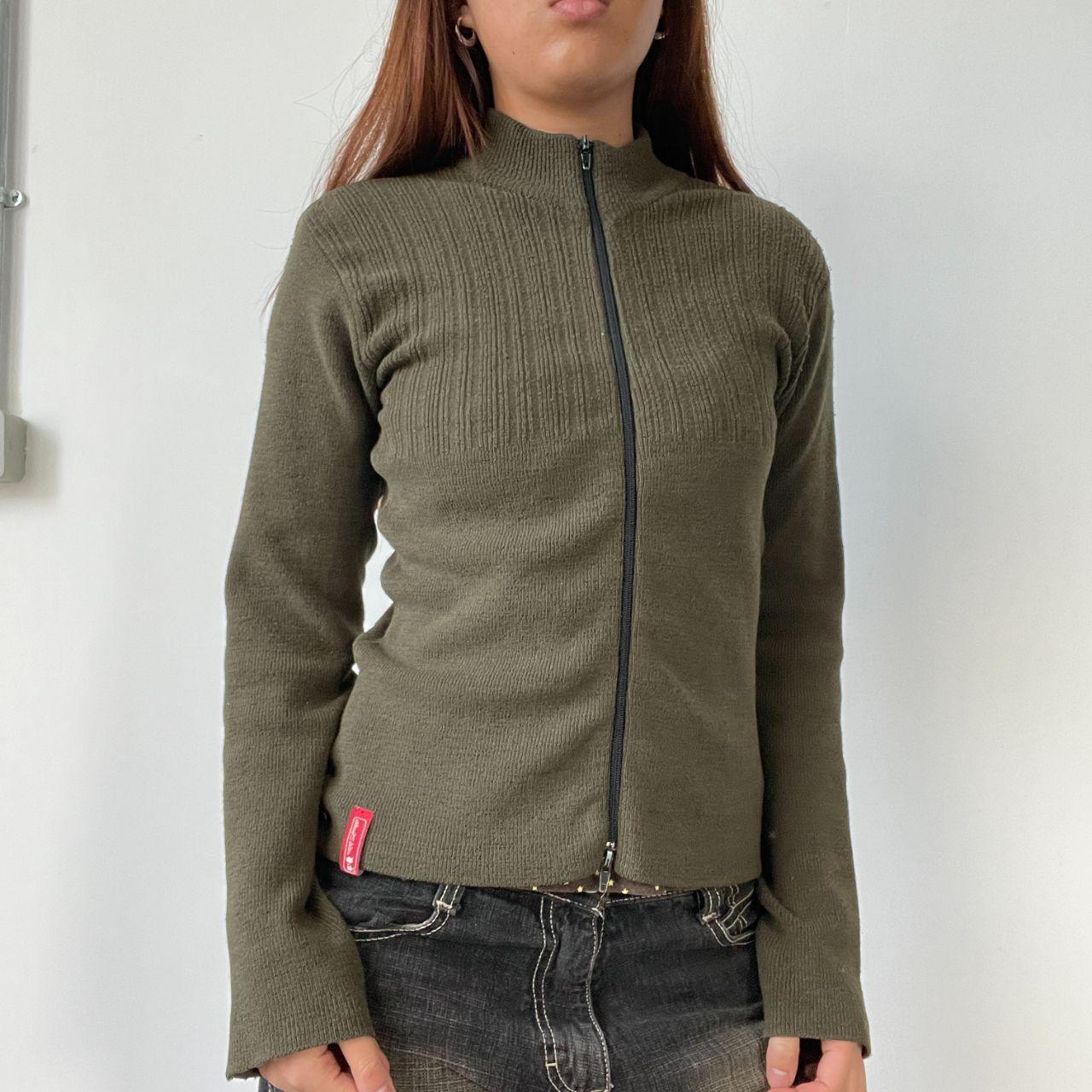 Khaki Green Double Zip Knit