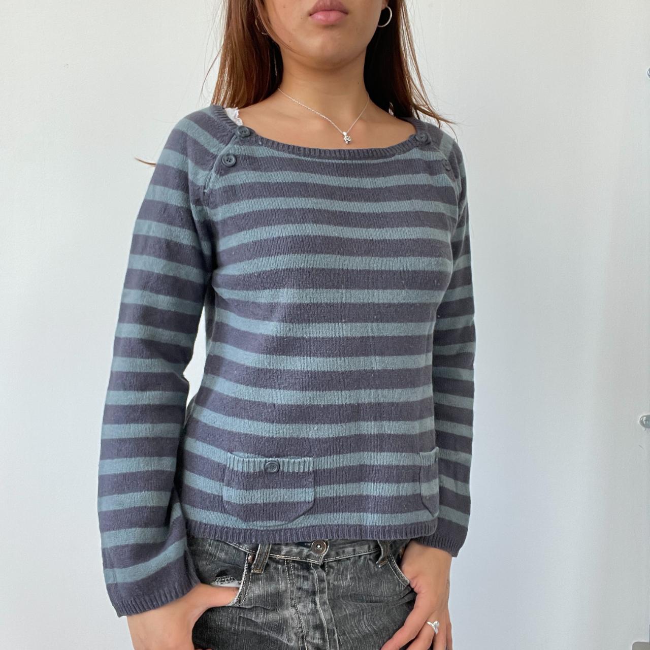 Blue/Teal Stripy Knitted Jumper