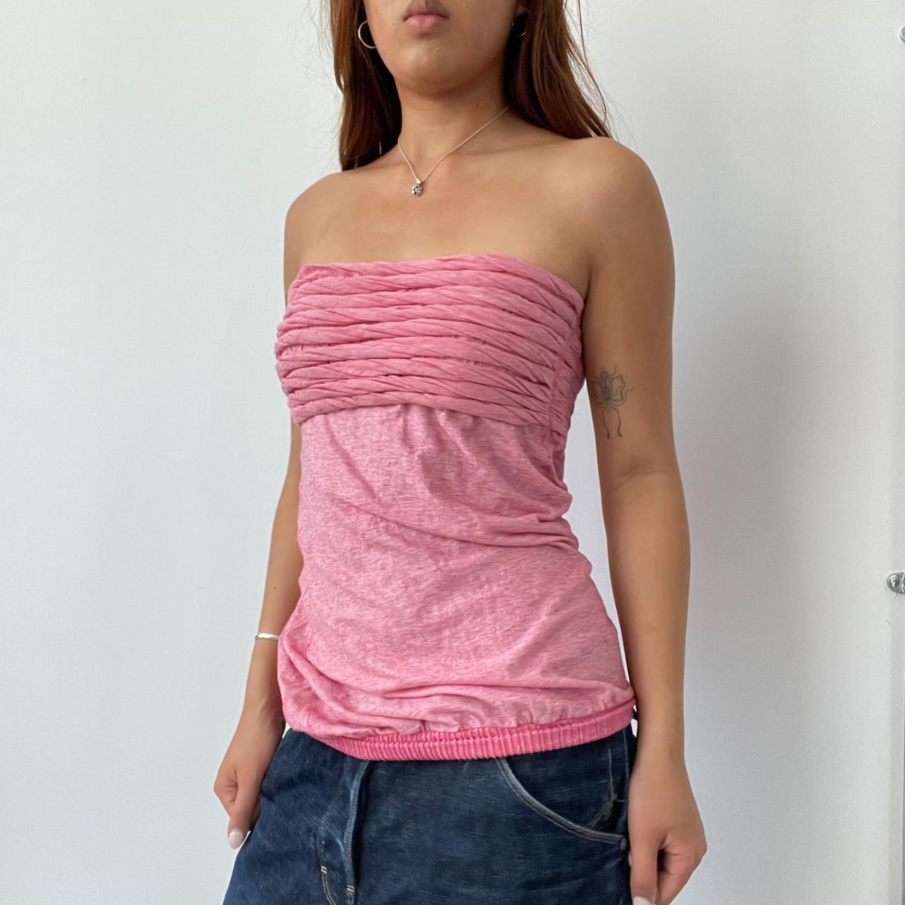 Pink Textured Bandeau Top