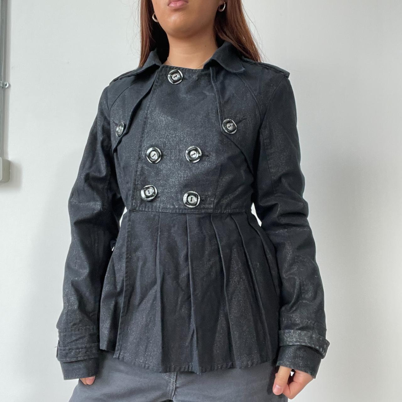 Denim Asymmetric Pleated Peacoat