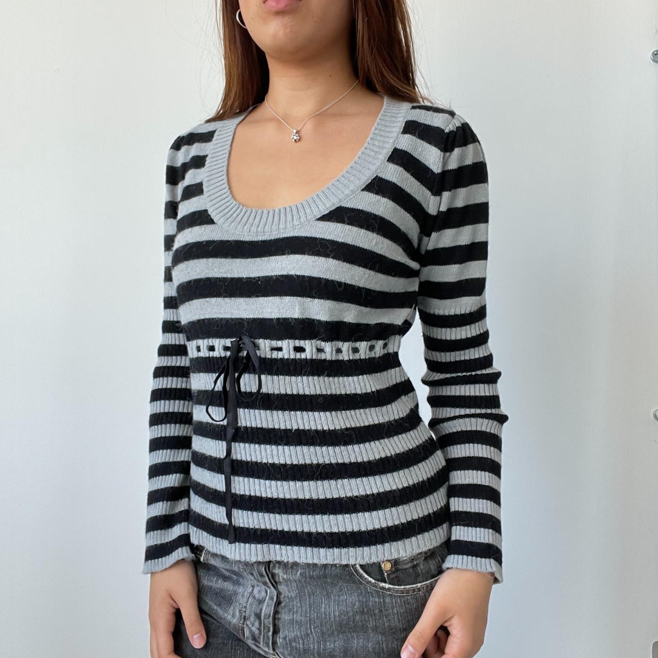 Black/Grey Stripy Knitted Jumper