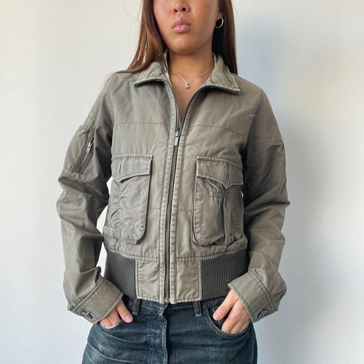 Khaki Zip Up Utility Jacket