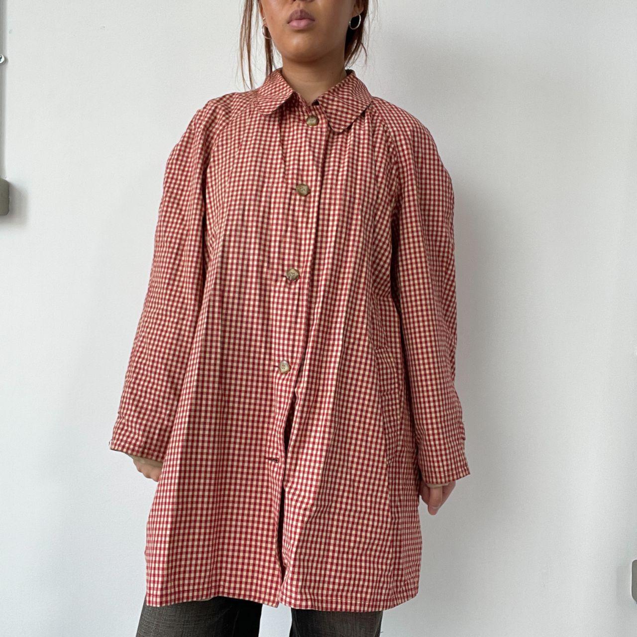 Red/White Gingham Trench Coat
