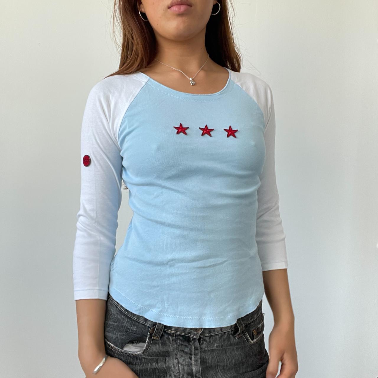 Blue/White Sporty Contrast Top