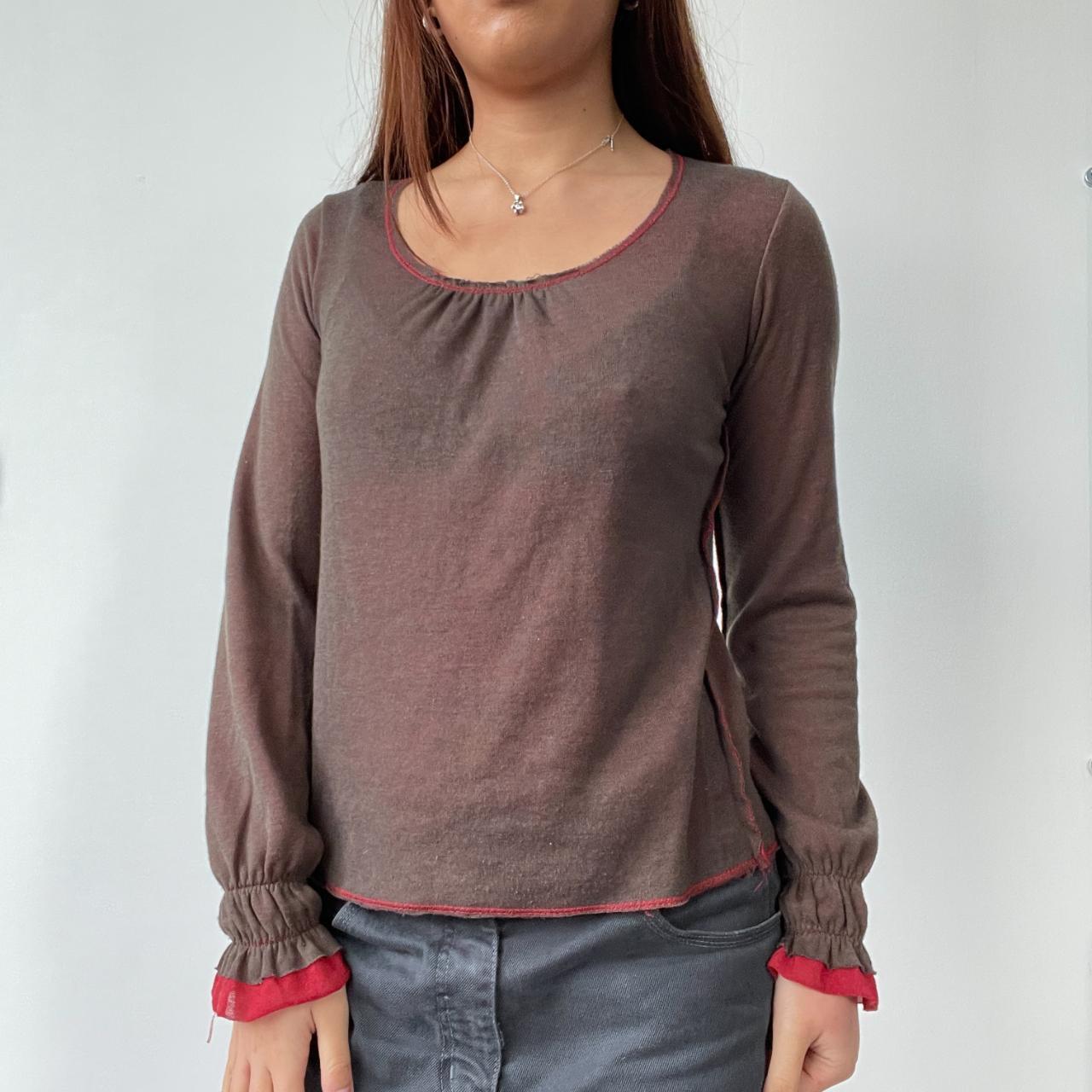Cop Copine Brown/Red Contrast Top