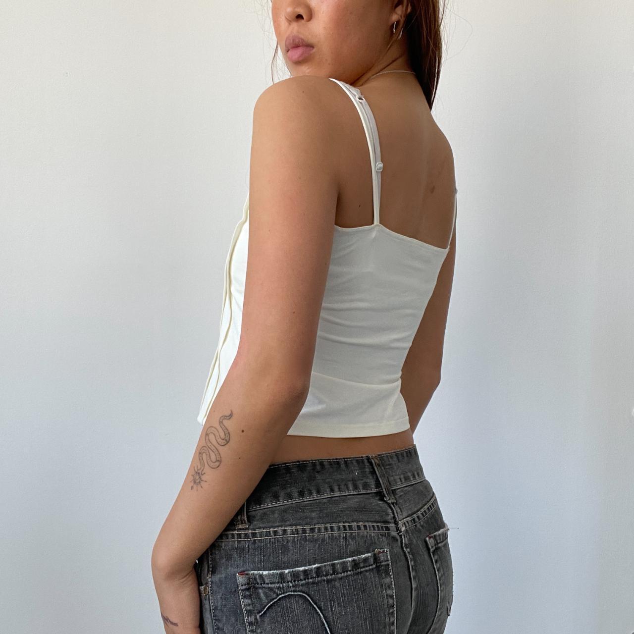Cream Ribbed Detailed Cami Top