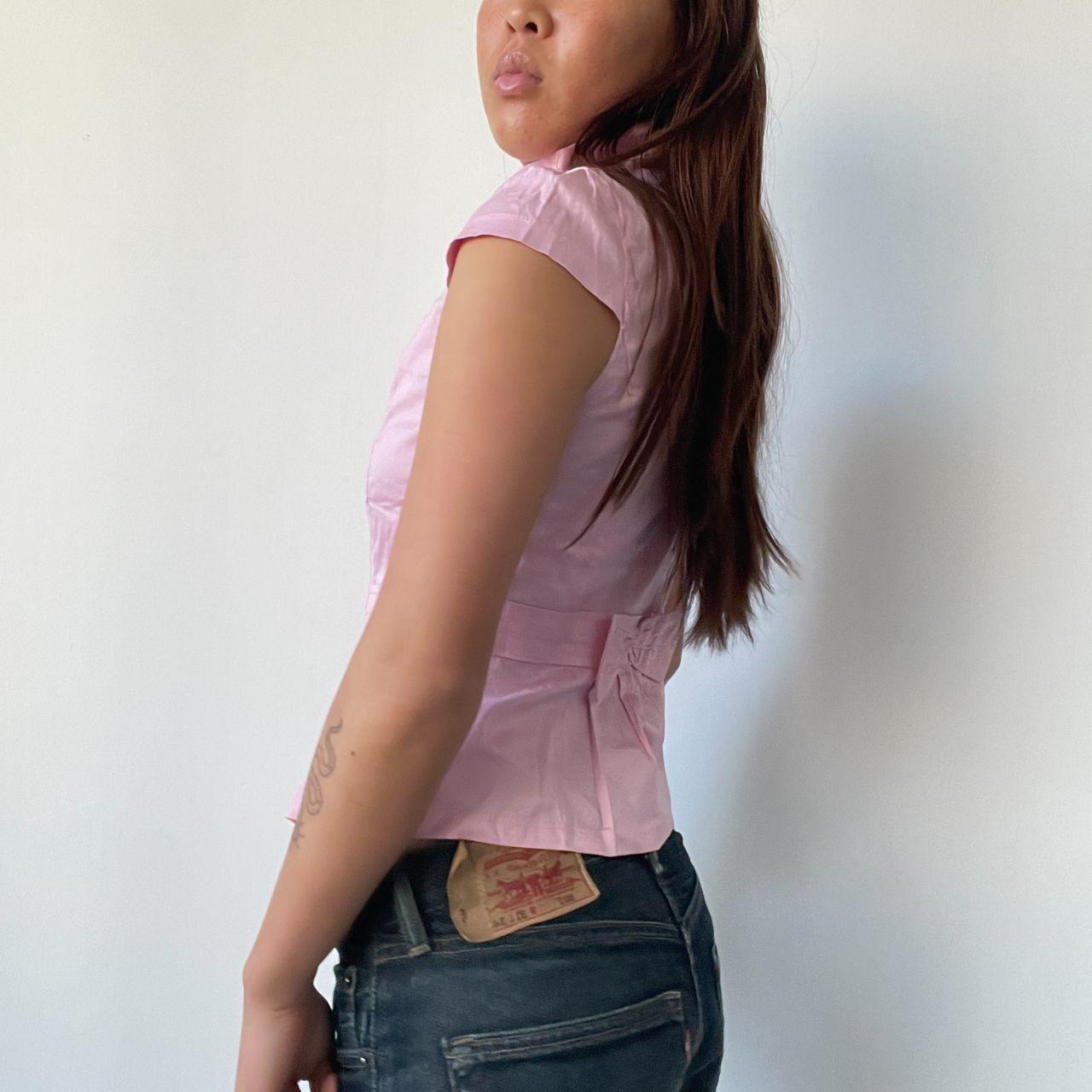 Pink Pleated Double Button Top