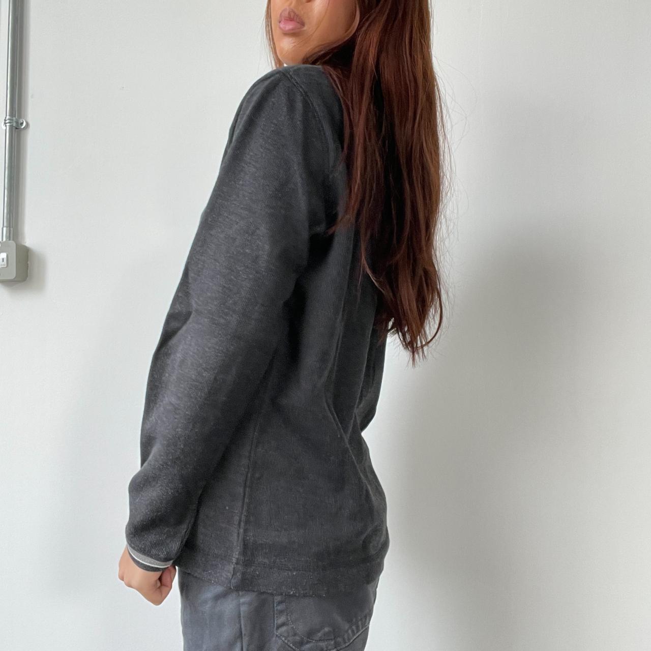 Dark Grey Contrast V-Neck Knit Jumper