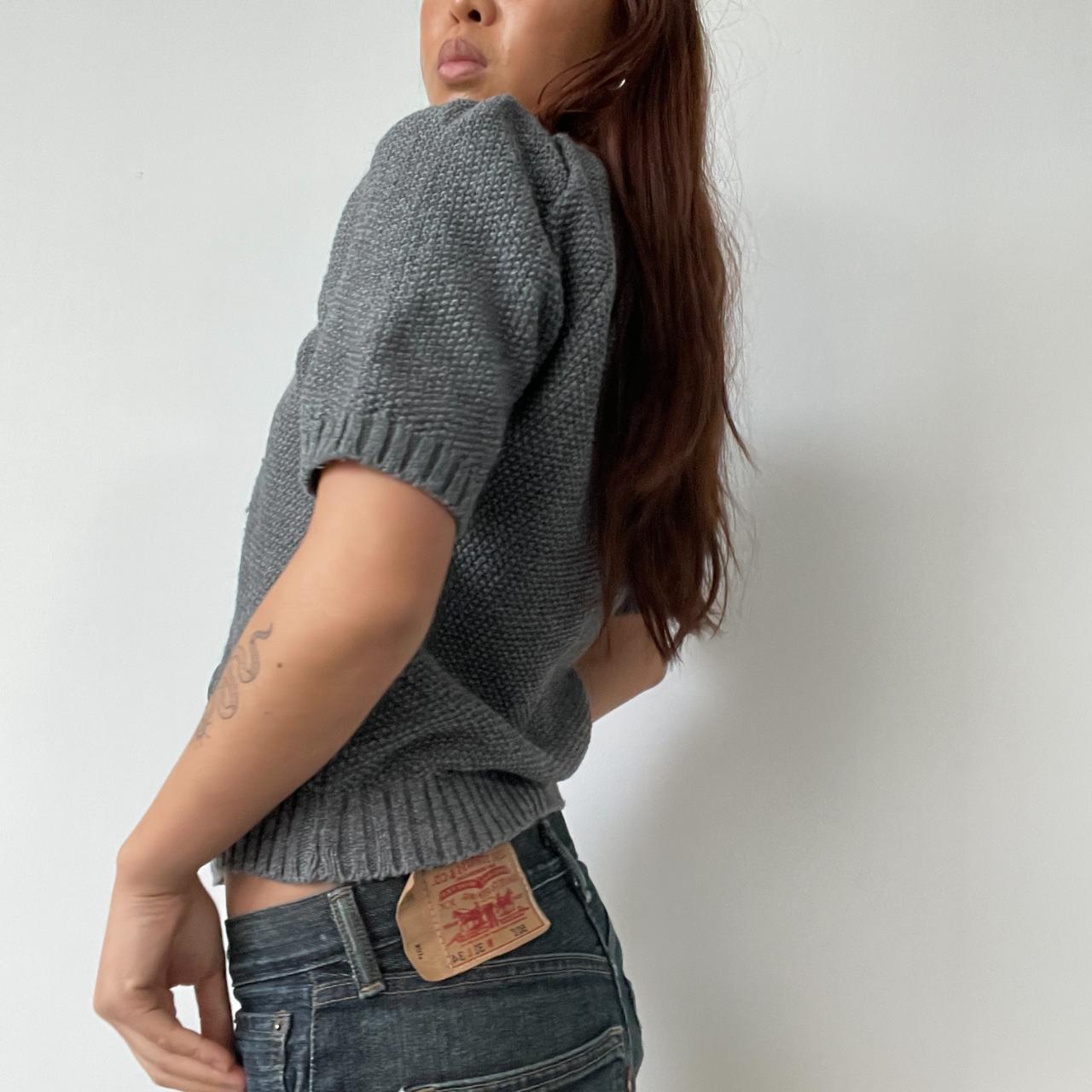 Grey Knitted Cardigan Top