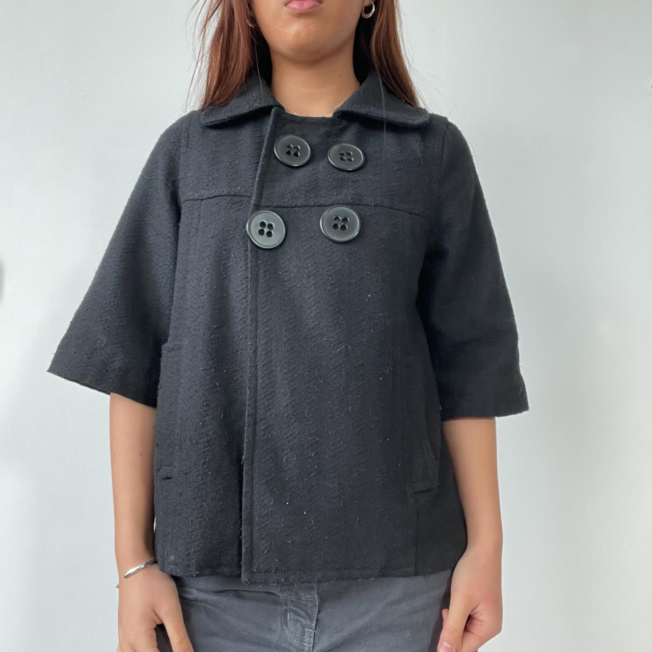 Black Boxy Collared Peacoat