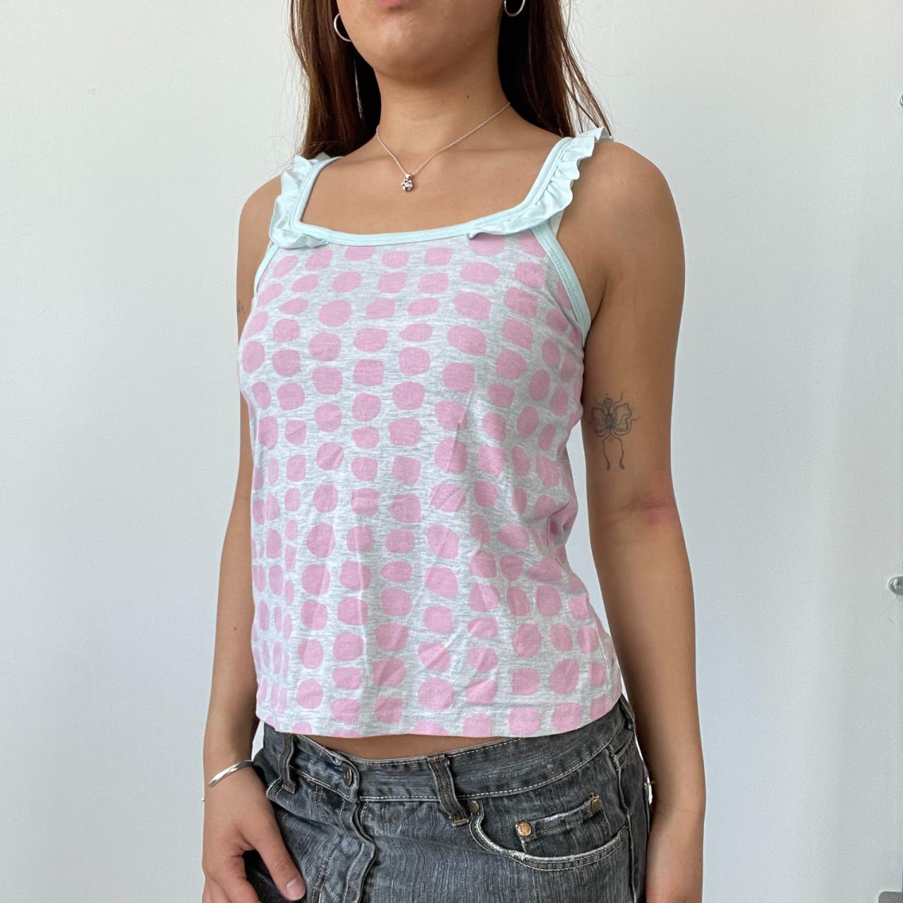 Baby Pink/Grey Ruffle Vest Top