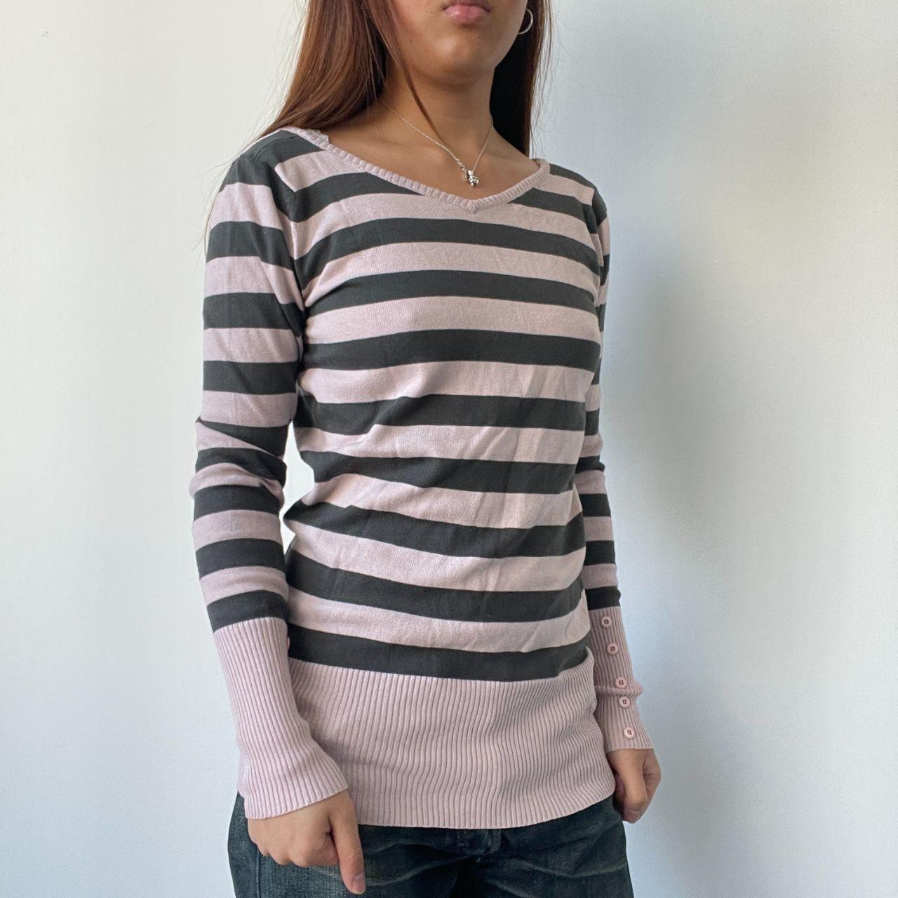 Pink/Grey Stripy Jumper Top