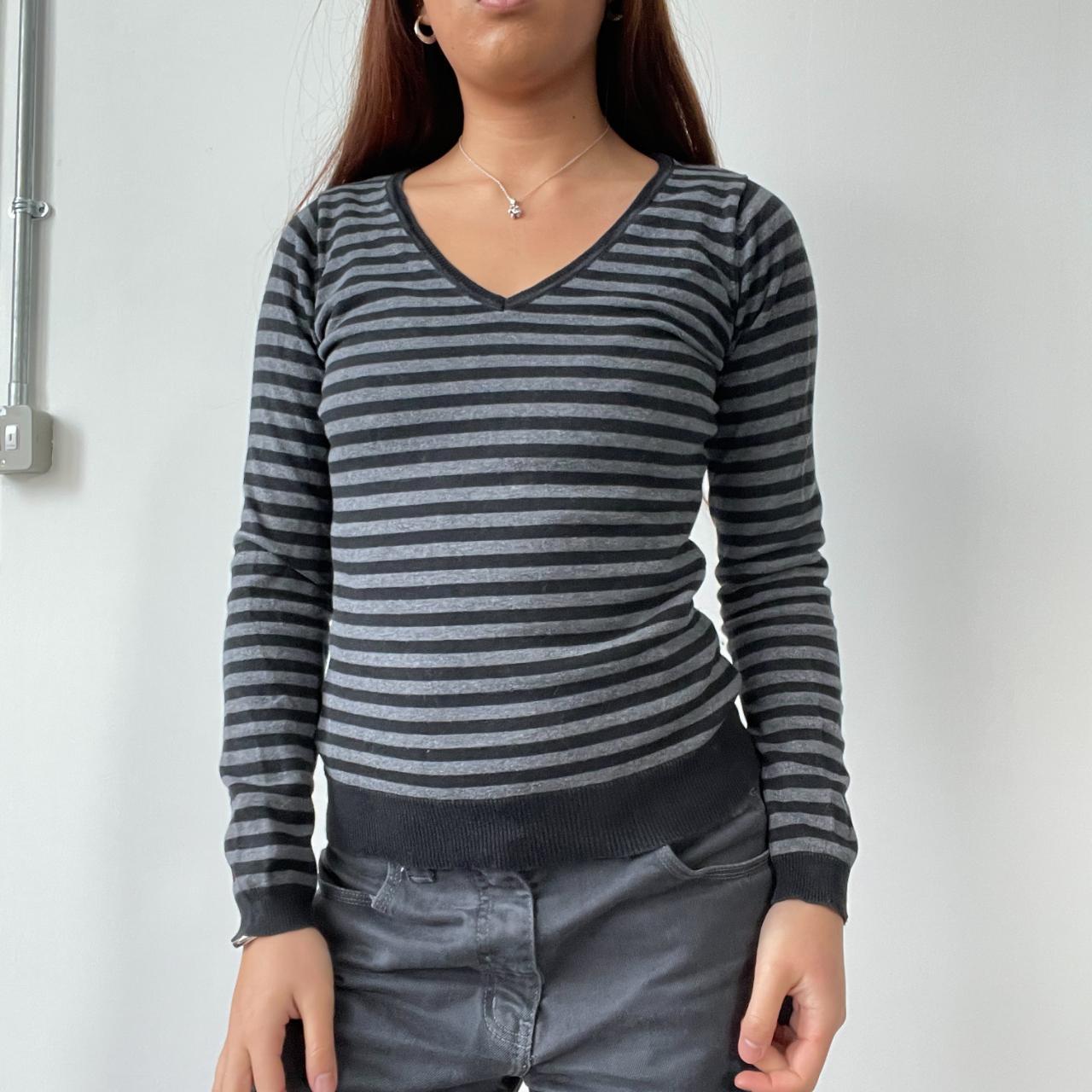 Black/Grey Stripy Knit Jumper