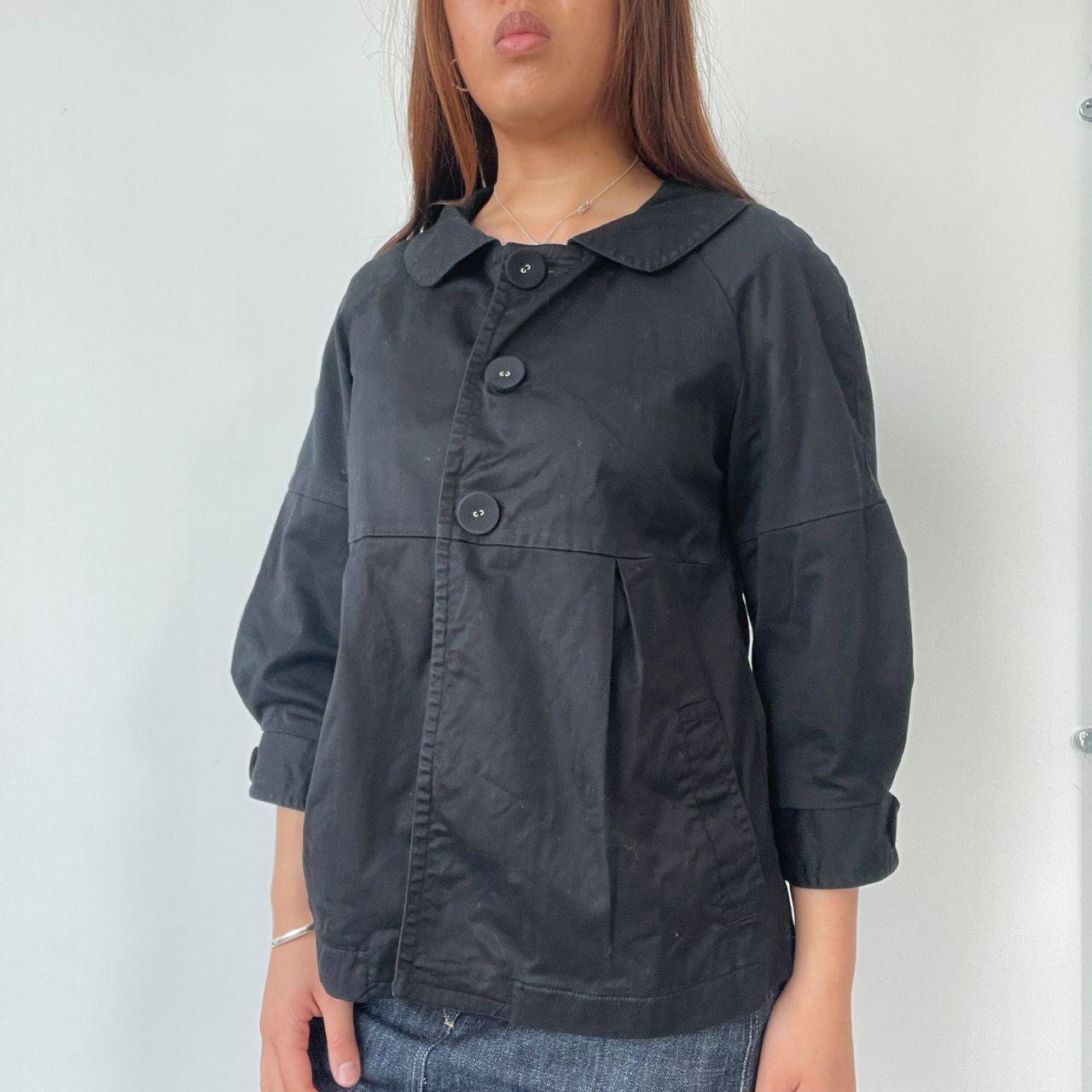 Black Boxy Pleated Peacoat