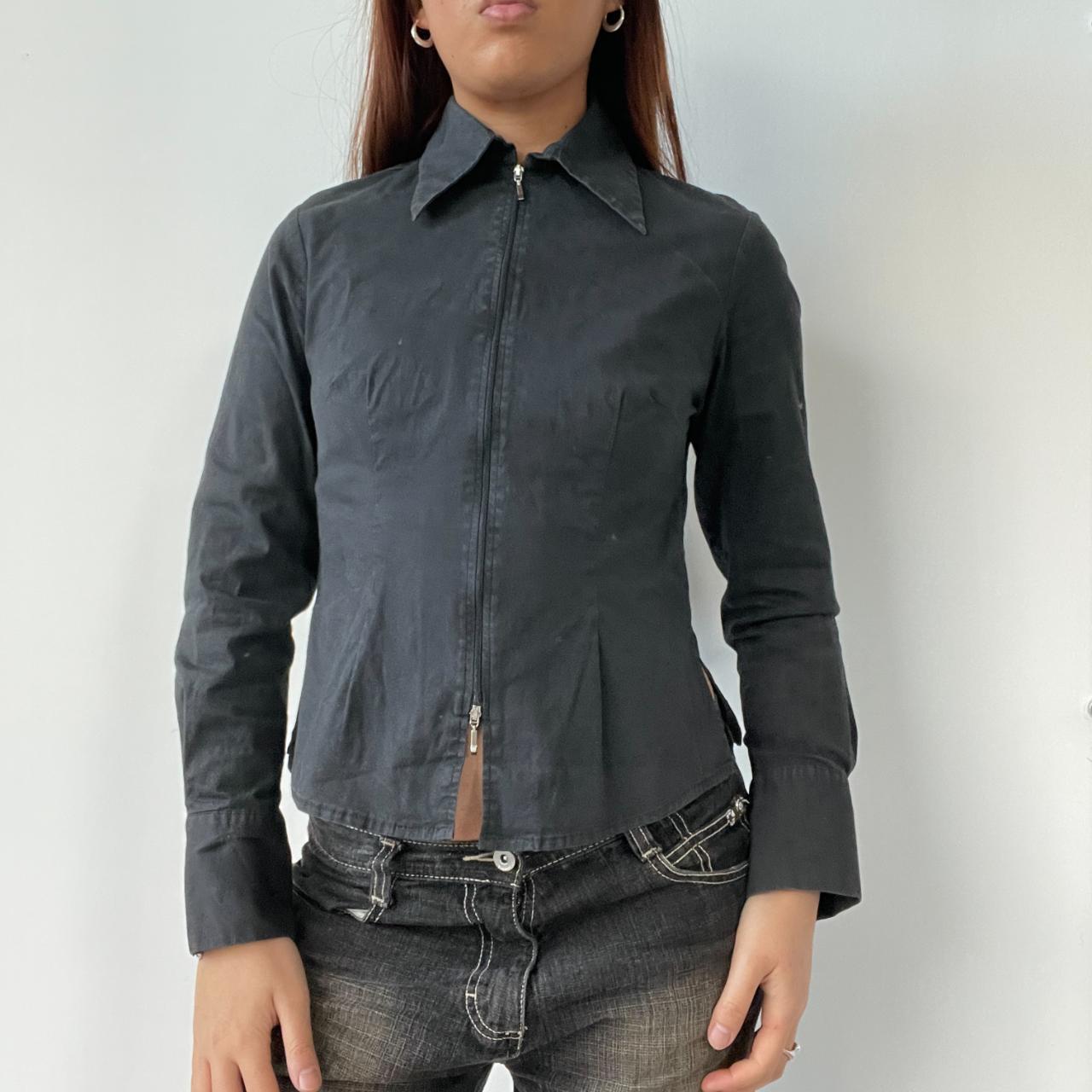 Black Double Zip Shirt Top