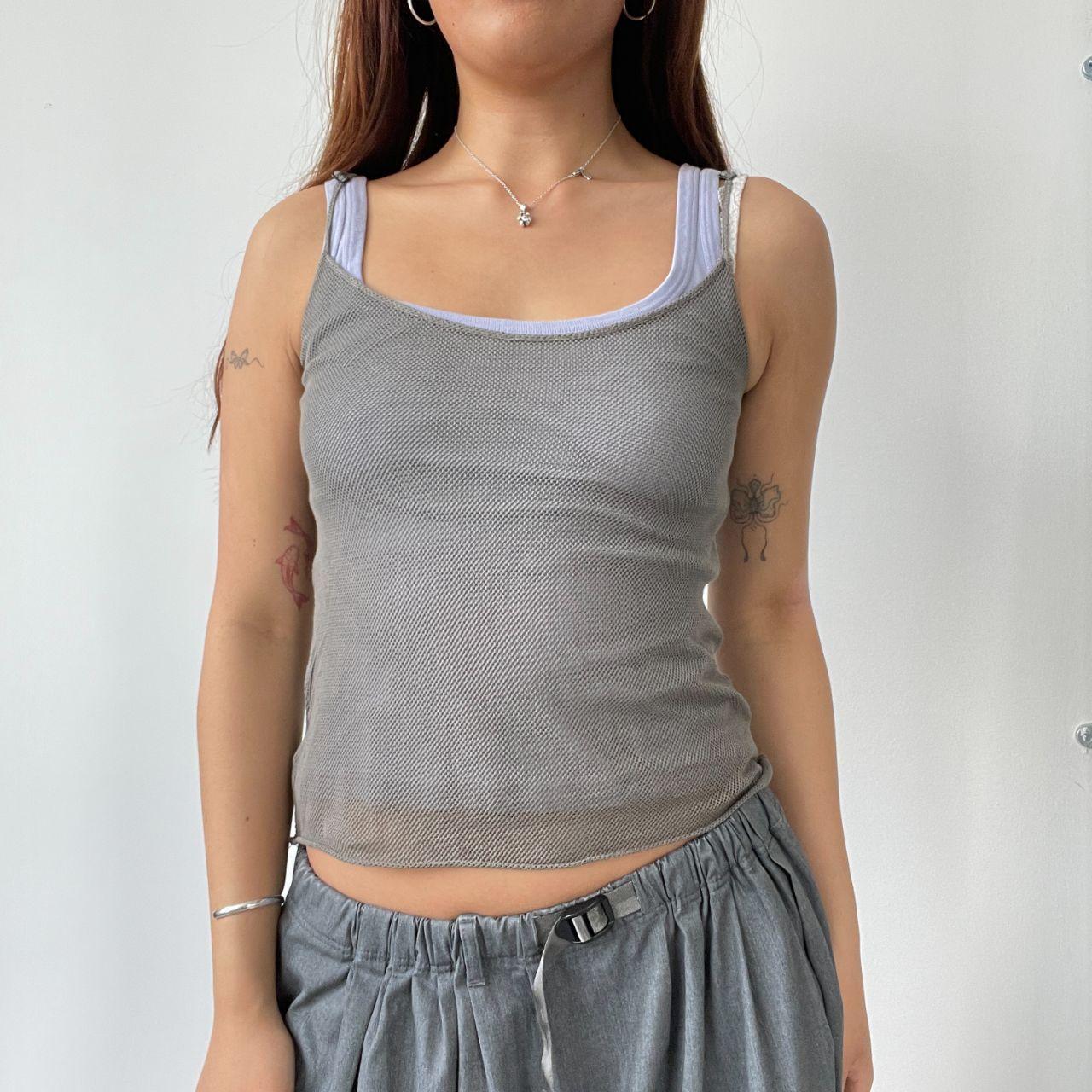 Khaki Green Mesh Vest Top