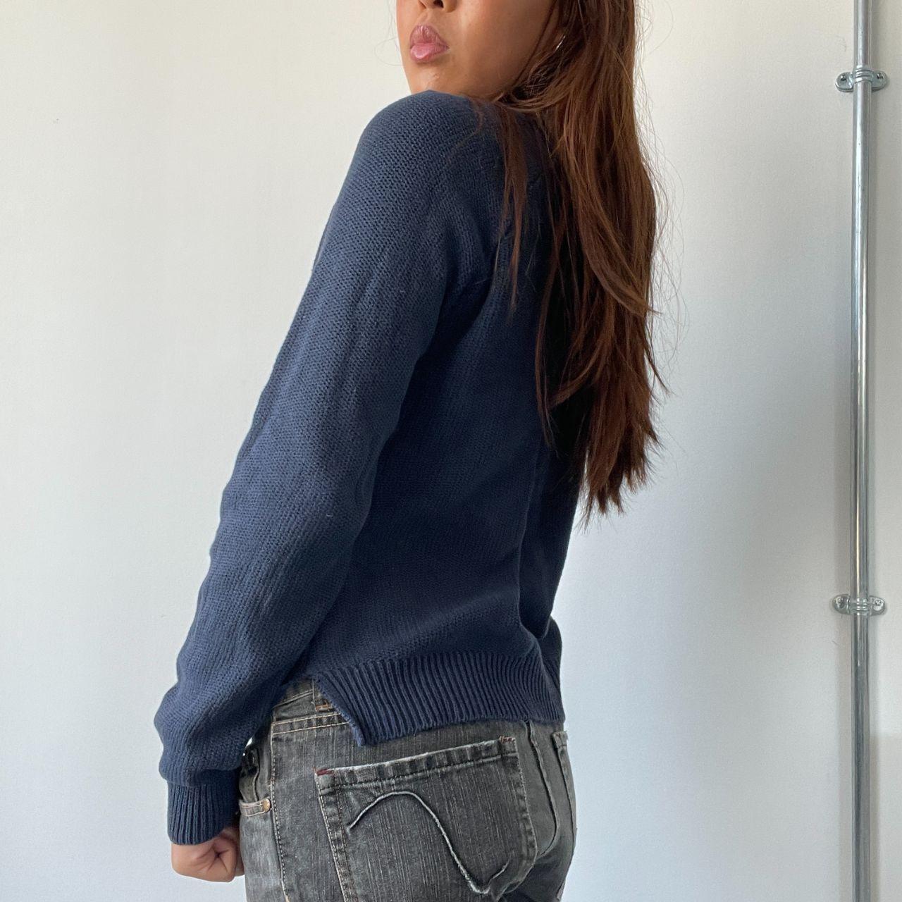 Navy Blue Button Up Knit Jumper