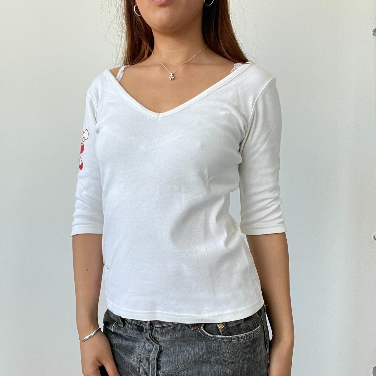 White V-Neck Graphic Tee