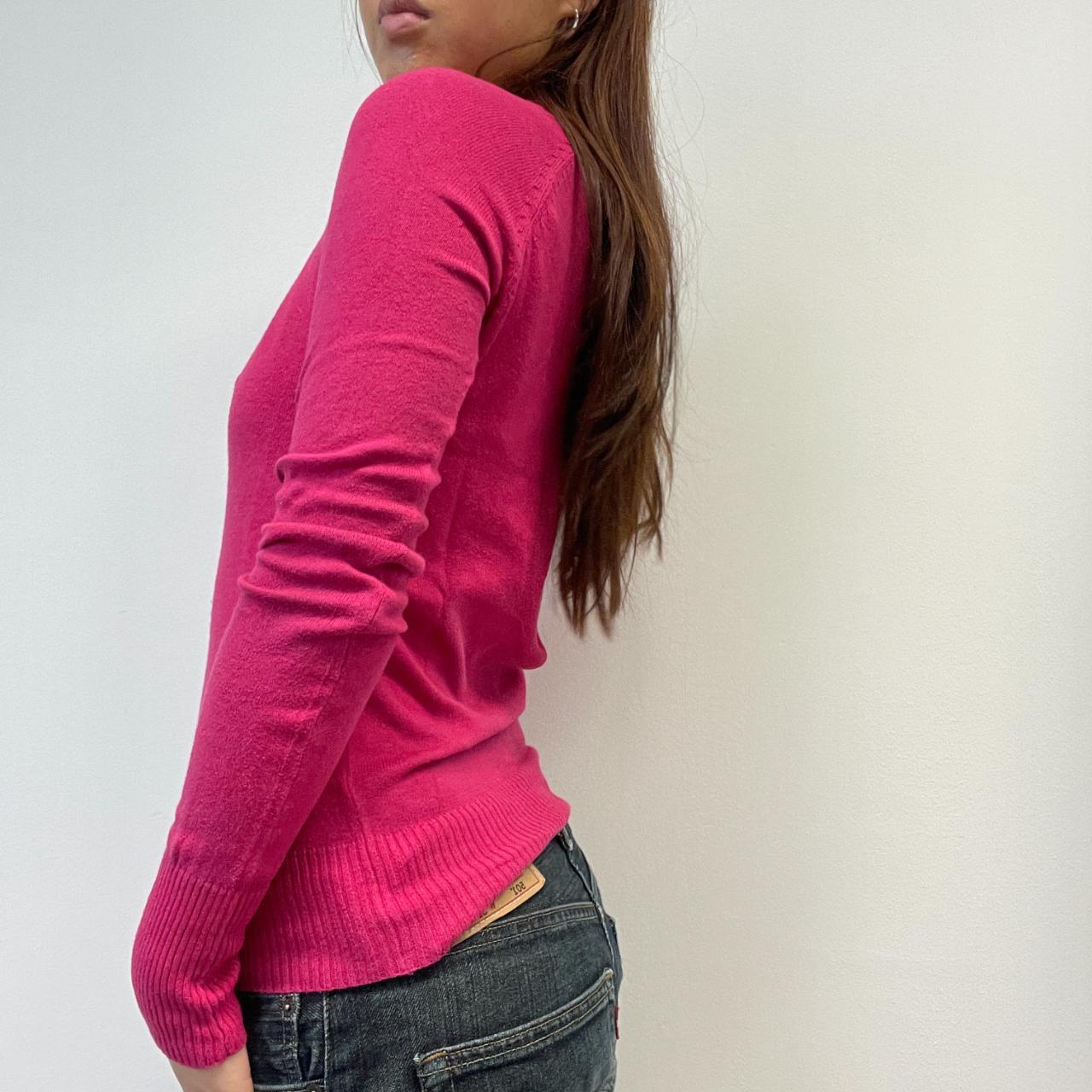 Hot Pink V-Neck Knit Jumper