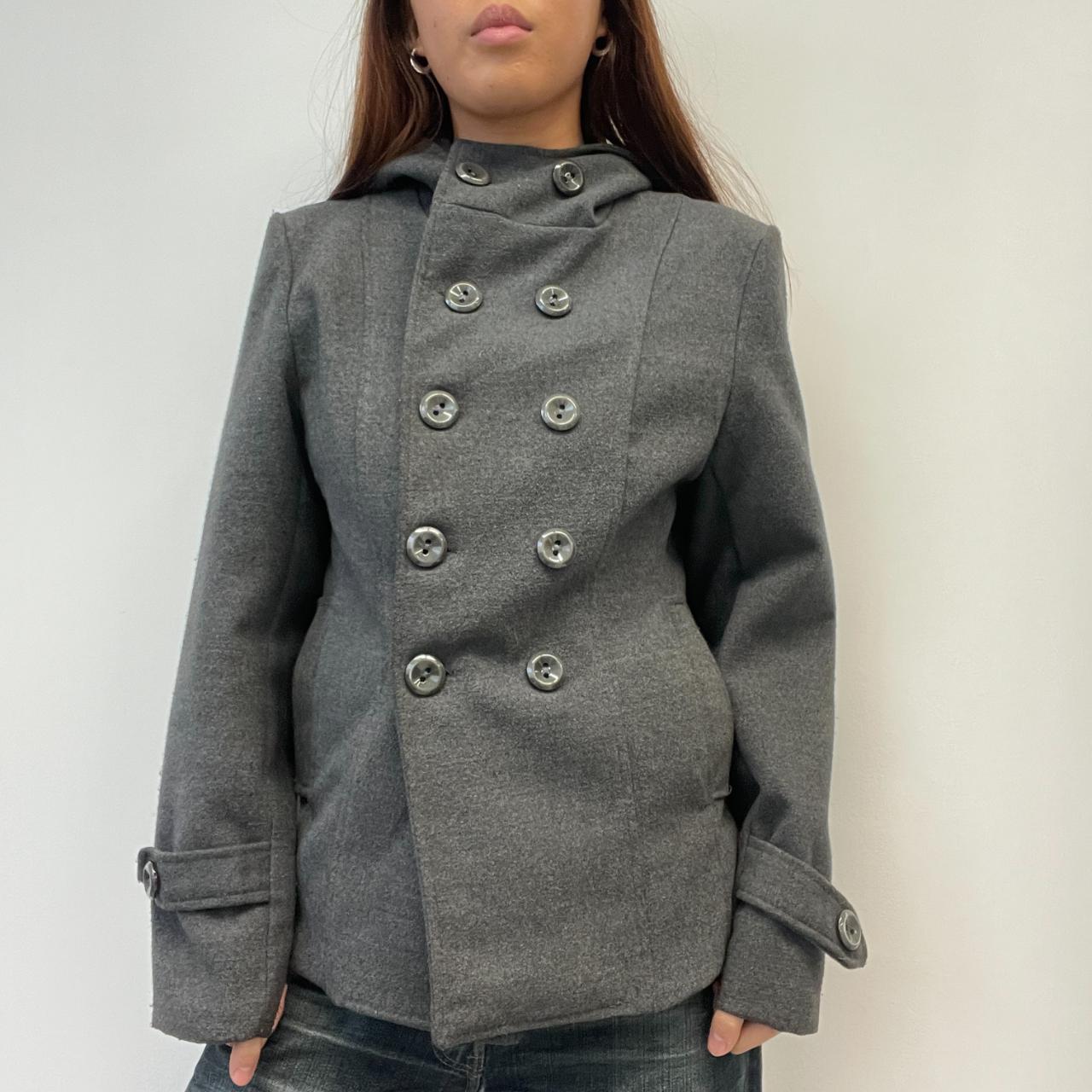 Grey Asymmetric Wool Coat