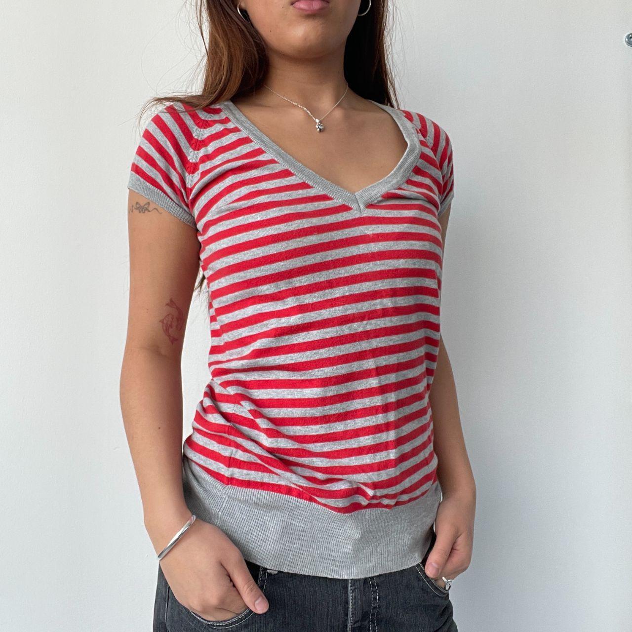 Grey/Red Stripy Knit top