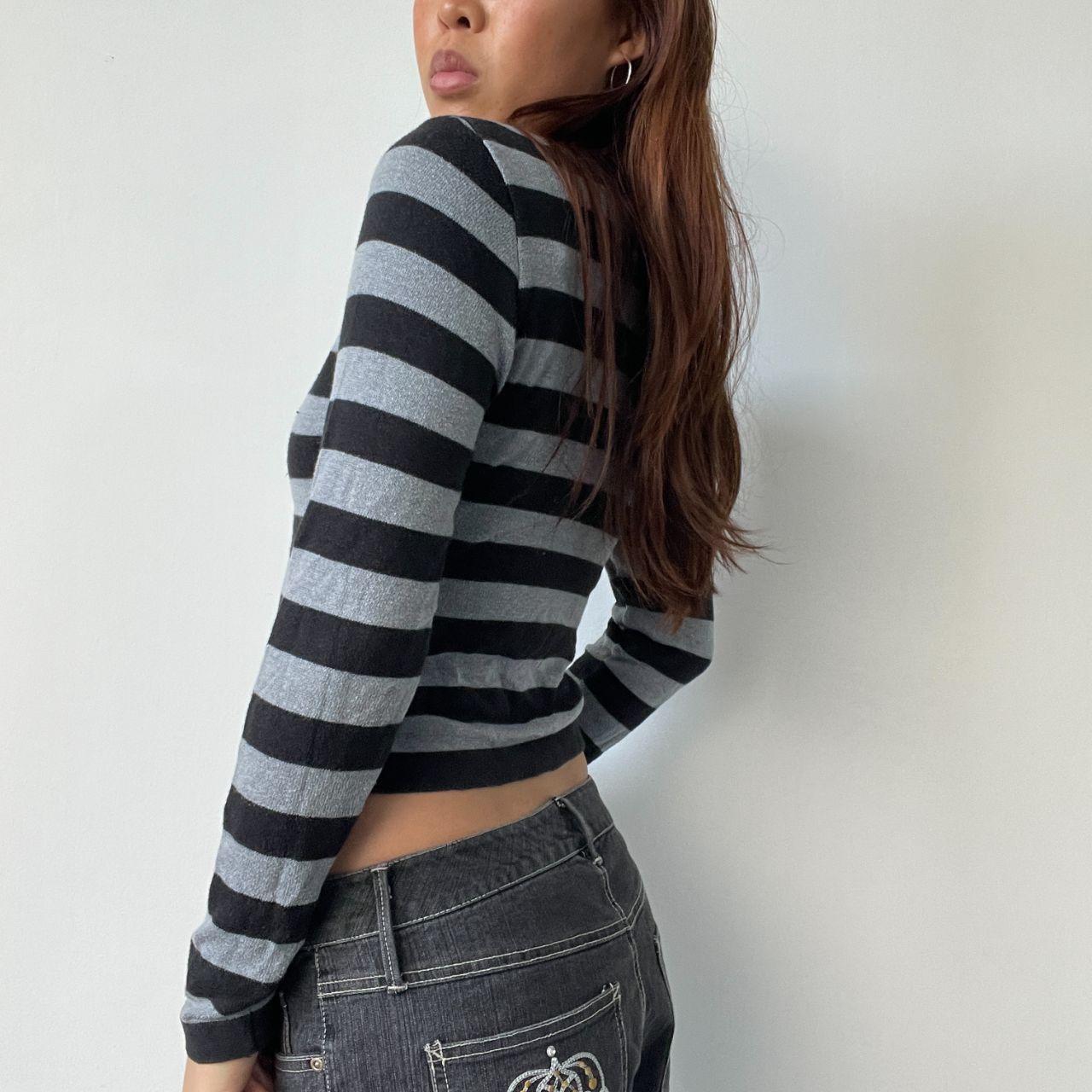 Black/Grey Babydoll Long Sleeve Top