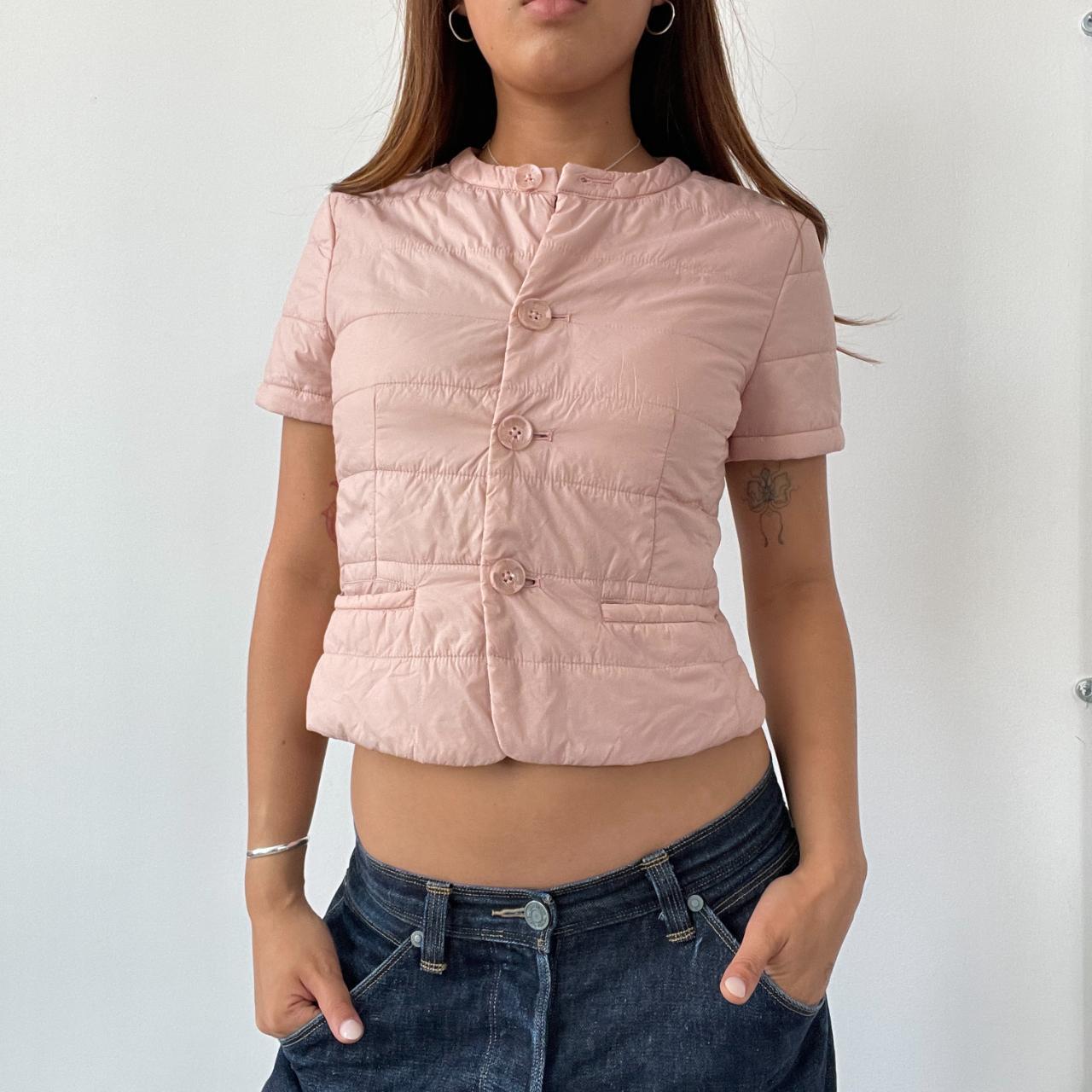 Pink Puffy Button Up Top