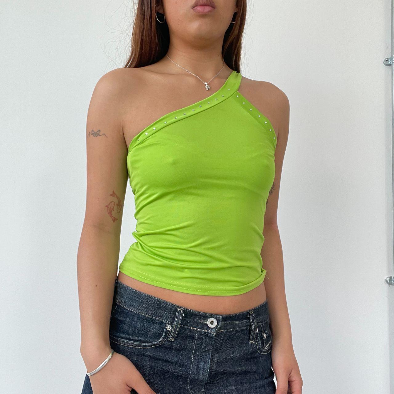 Green Asymmetric Vest Top